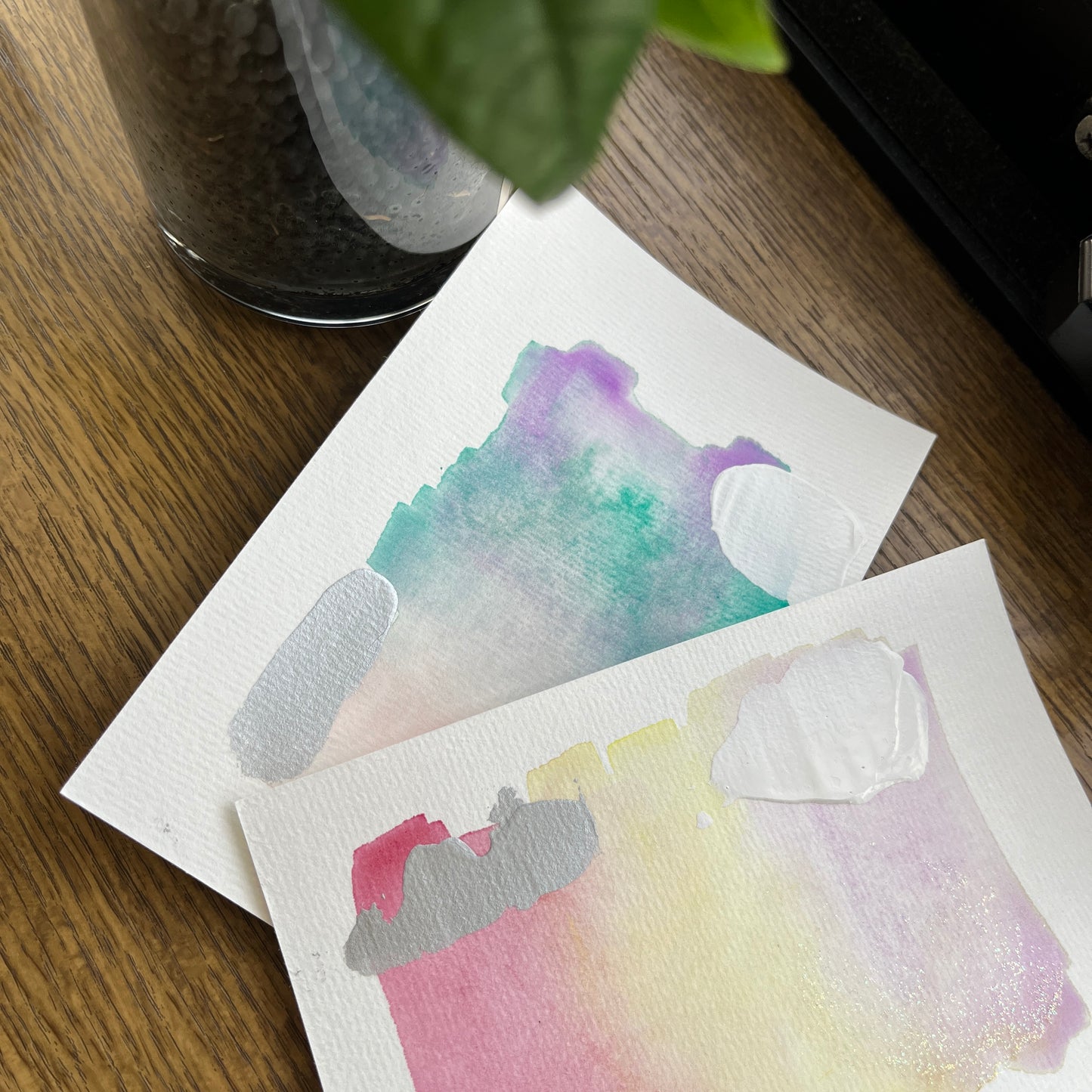 【集めよう!】ハガキサイズ 水彩 抽象画 「さざなみの音」(4枚から選択) | 【Let’s Collect! 】 Postcard-size Watercolor Abstract Painting (Choose 4)