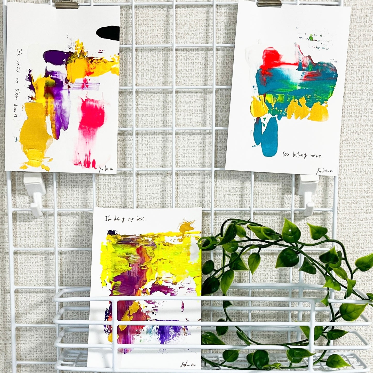 【集めよう!】ハガキサイズ 抽象画 アクリル絵の具 「時の流れ」(4枚から選択) | 【Let’s Collect! 】 Postcard-size Acrylic Abstract Painting (Choose 4)
