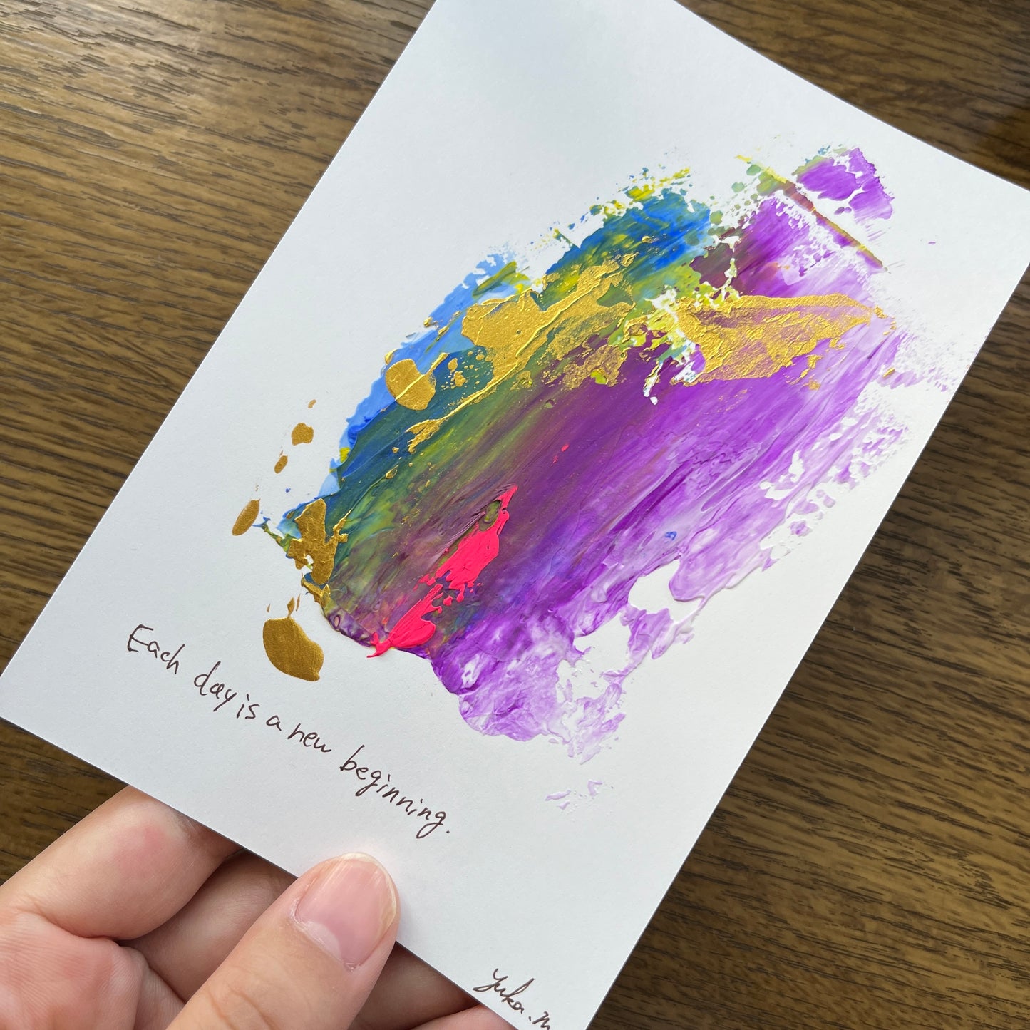 【集めよう!】ハガキサイズ 抽象画 アクリル絵の具 「海の記憶」(5枚から選択) | 【Let’s Collect! 】 Postcard-size Acrylic Abstract Painting (Choose 5)