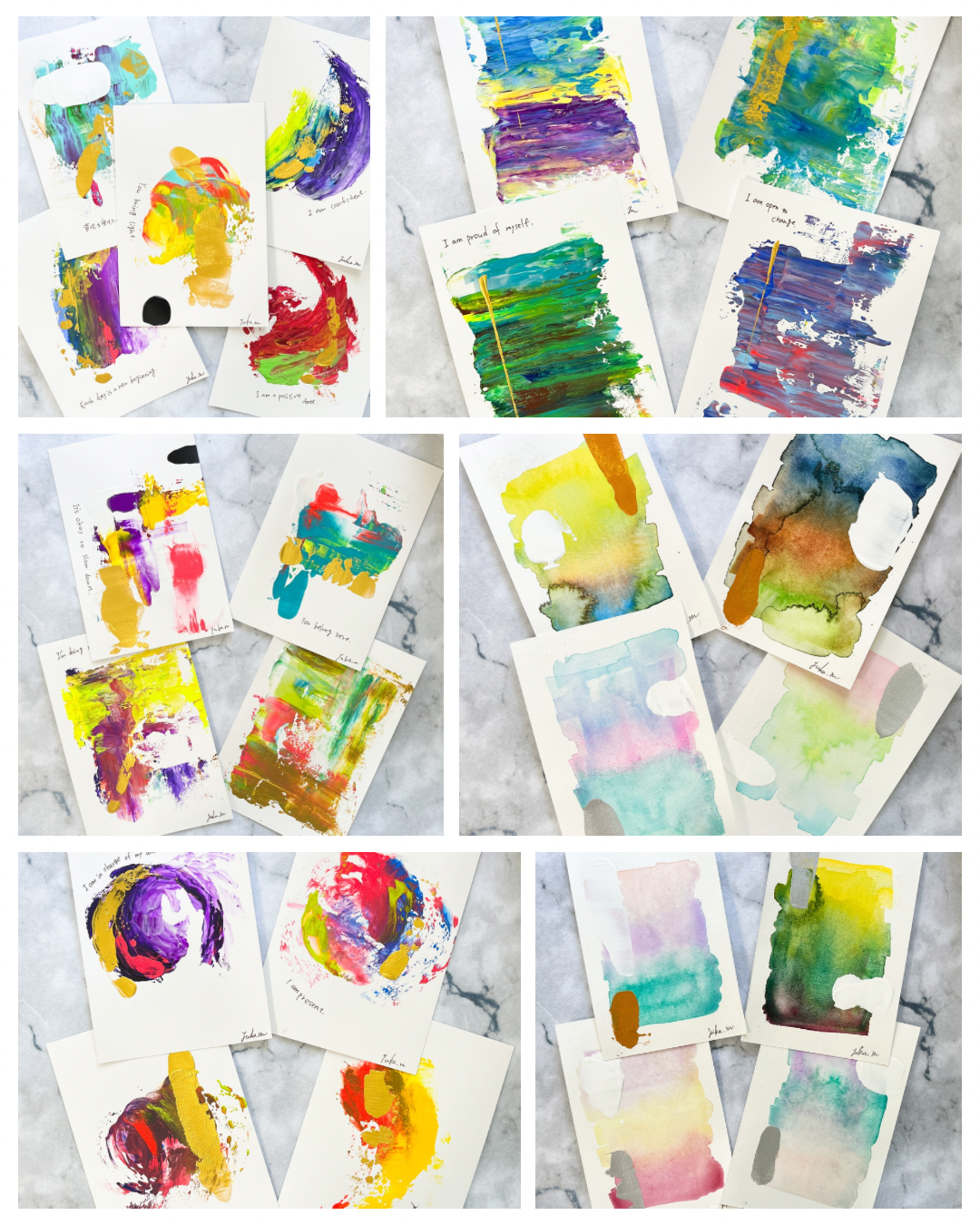 【集めよう!】ハガキサイズ 抽象画 水彩画 「光の記憶」(4枚から選択) | 【Let’s Collect! 】 Postcard-size Watercolor Abstract Painting (Choose 4)