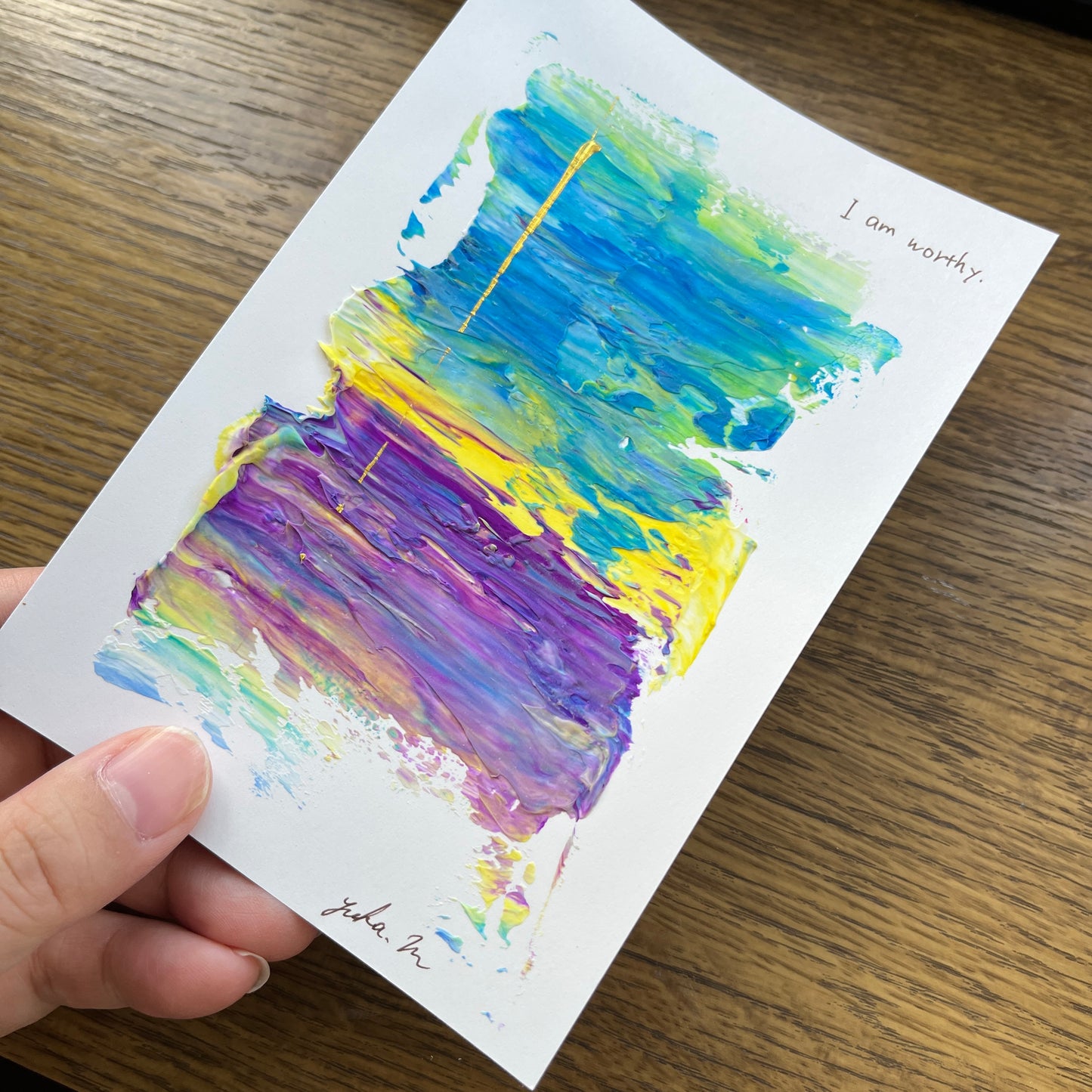 【集めよう!】ハガキサイズ 抽象画 アクリル絵の具 「森の記憶」(4枚から選択) | 【Let’s Collect! 】Postcard-size Acrylic Abstract Painting (Choose 4)