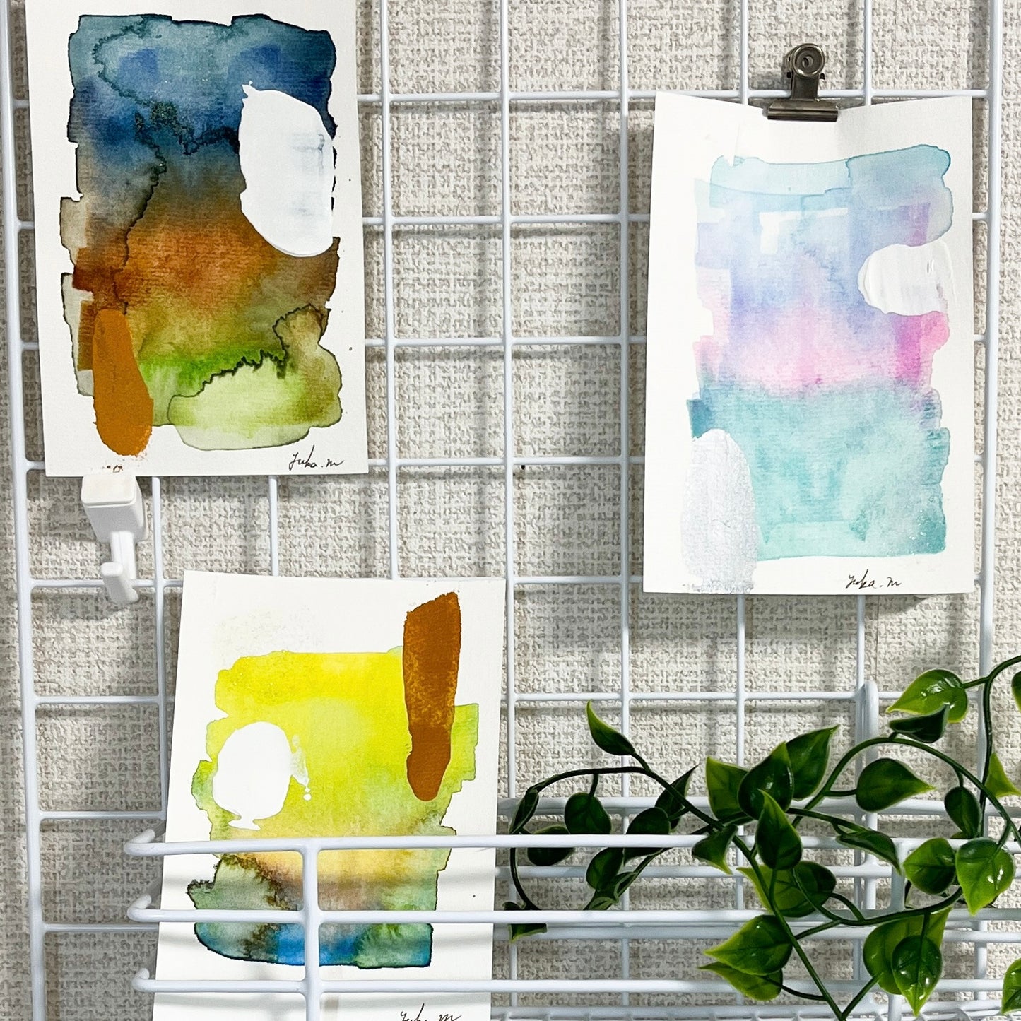 【集めよう!】ハガキサイズ 抽象画 水彩画 「光の記憶」(4枚から選択) | 【Let’s Collect! 】 Postcard-size Watercolor Abstract Painting (Choose 4)