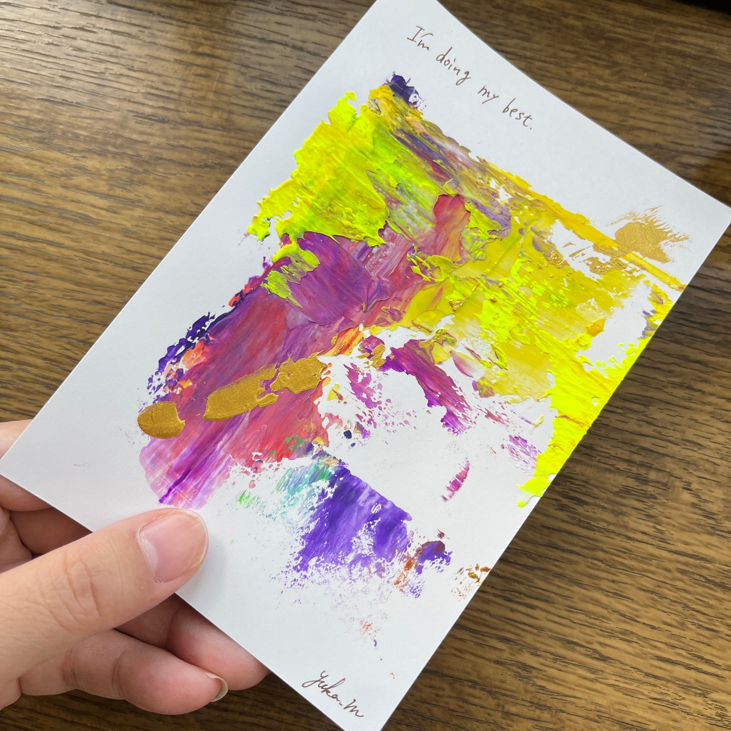 【集めよう!】ハガキサイズ 抽象画 アクリル絵の具 「時の流れ」(4枚から選択) | 【Let’s Collect! 】 Postcard-size Acrylic Abstract Painting (Choose 4)