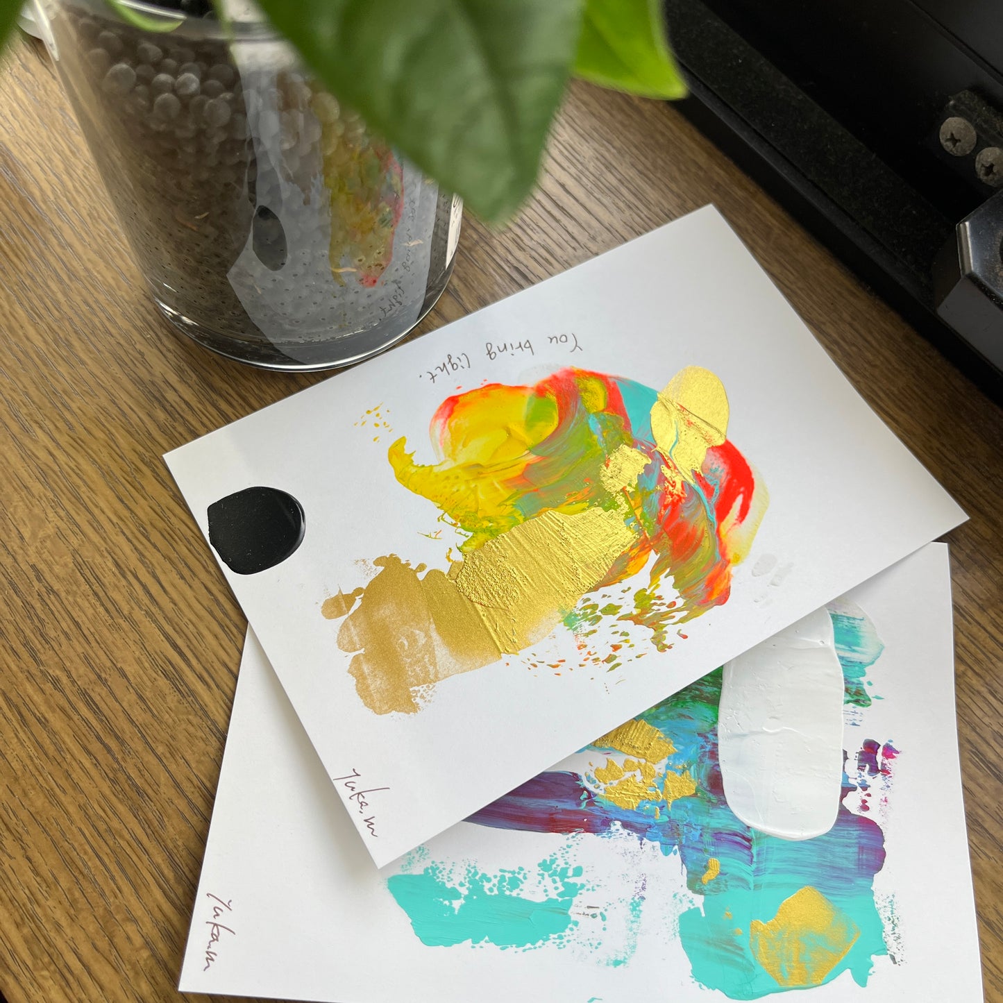【集めよう!】ハガキサイズ 抽象画 アクリル絵の具 「海の記憶」(5枚から選択) | 【Let’s Collect! 】 Postcard-size Acrylic Abstract Painting (Choose 5)