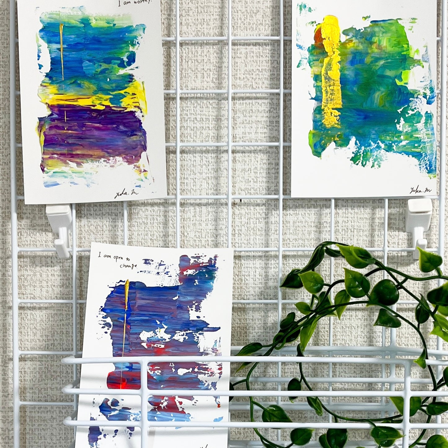 【集めよう!】ハガキサイズ 抽象画 アクリル絵の具 「森の記憶」(4枚から選択) | 【Let’s Collect! 】Postcard-size Acrylic Abstract Painting (Choose 4)