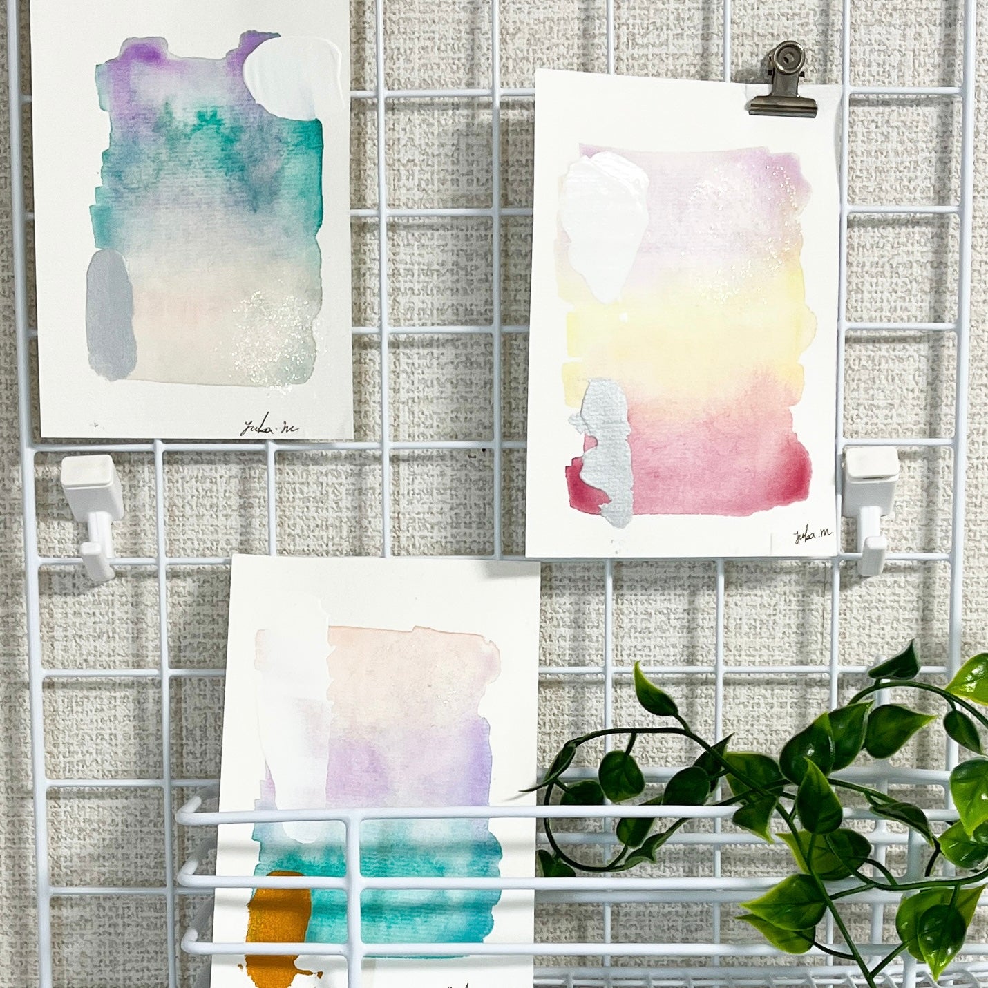 【集めよう!】ハガキサイズ 水彩 抽象画 「さざなみの音」(4枚から選択) | 【Let’s Collect! 】 Postcard-size Watercolor Abstract Painting (Choose 4)