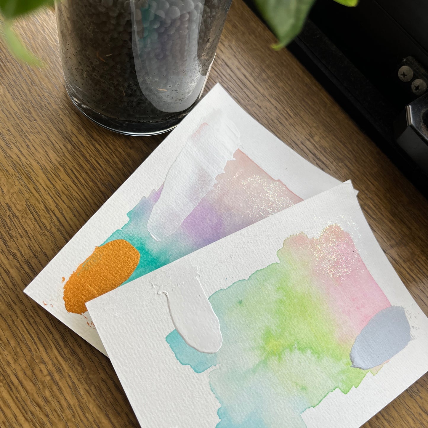 【集めよう!】ハガキサイズ 抽象画 水彩画 「光の記憶」(4枚から選択) | 【Let’s Collect! 】 Postcard-size Watercolor Abstract Painting (Choose 4)