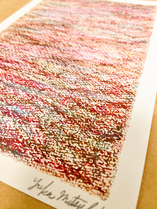 「メランジの世界#01 紅」オイルパステル 抽象画 B5サイズ