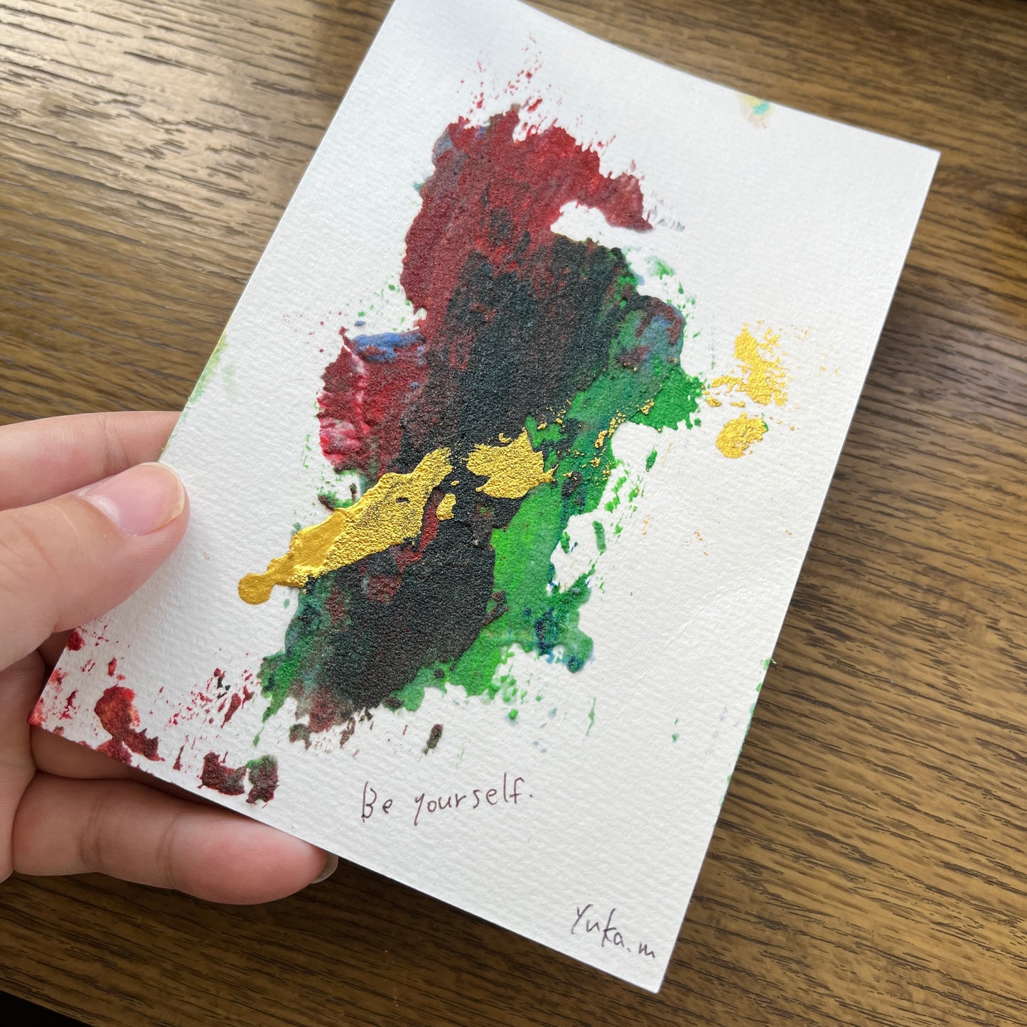 【集めよう!】ハガキサイズ テクスチャーアート 抽象画 「ひとひらの夢」(4枚から選択) | 【Let’s Collect! 】 Postcard-size Handmade Textured Abstract Painting (Choose 4)