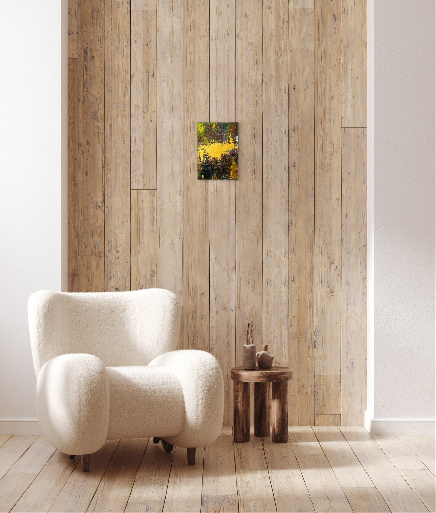 【Shopify限定】F4 抽象画 アクリル画 「昴」 | Subaru – Abstract Acrylic Painting with Gold Accents