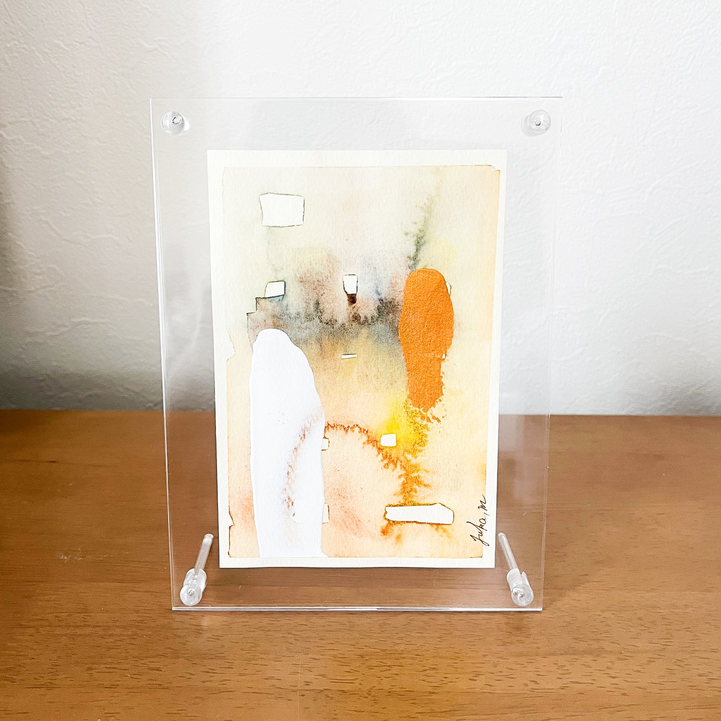 閾点での調和 04|フレーム付き抽象水彩画 ハガキサイズ全5種|Harmony at the Threshold 04| Framed Abstract Watercolor