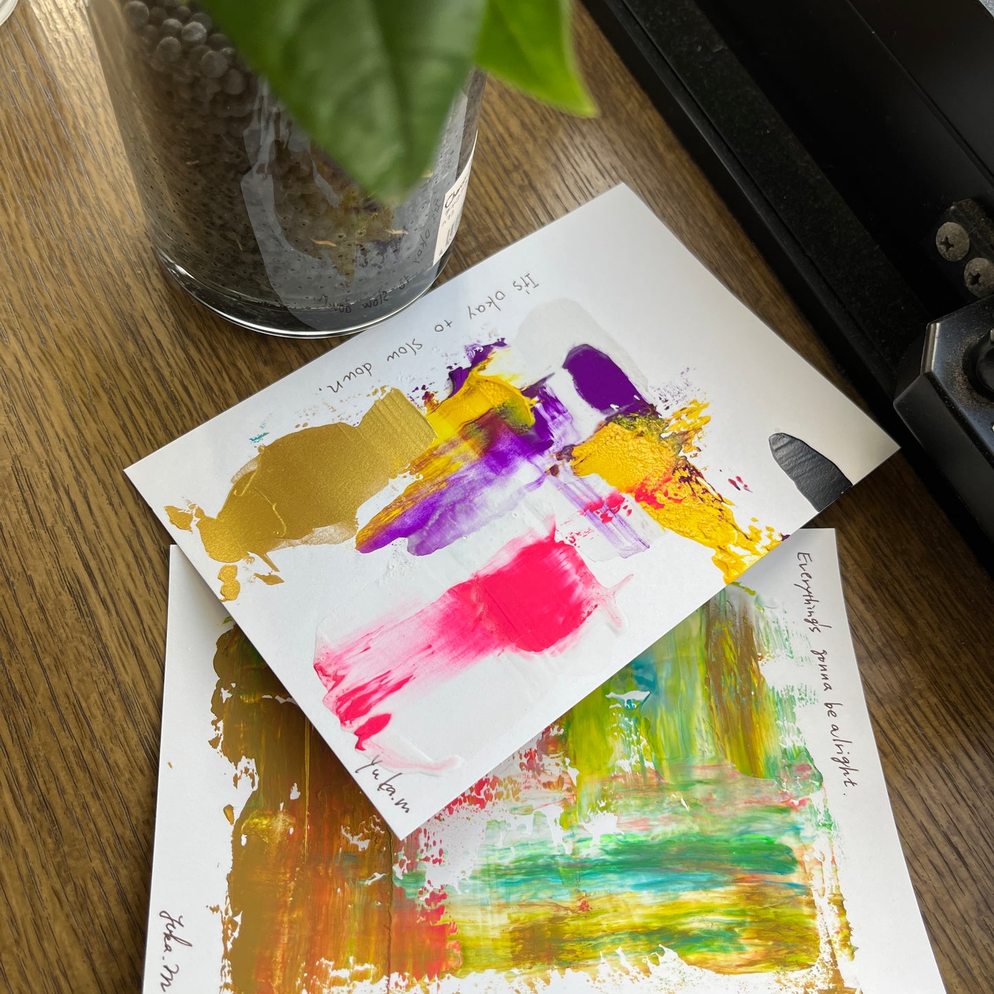 【集めよう!】ハガキサイズ 抽象画 アクリル絵の具 「時の流れ」(4枚から選択) | 【Let’s Collect! 】 Postcard-size Acrylic Abstract Painting (Choose 4)