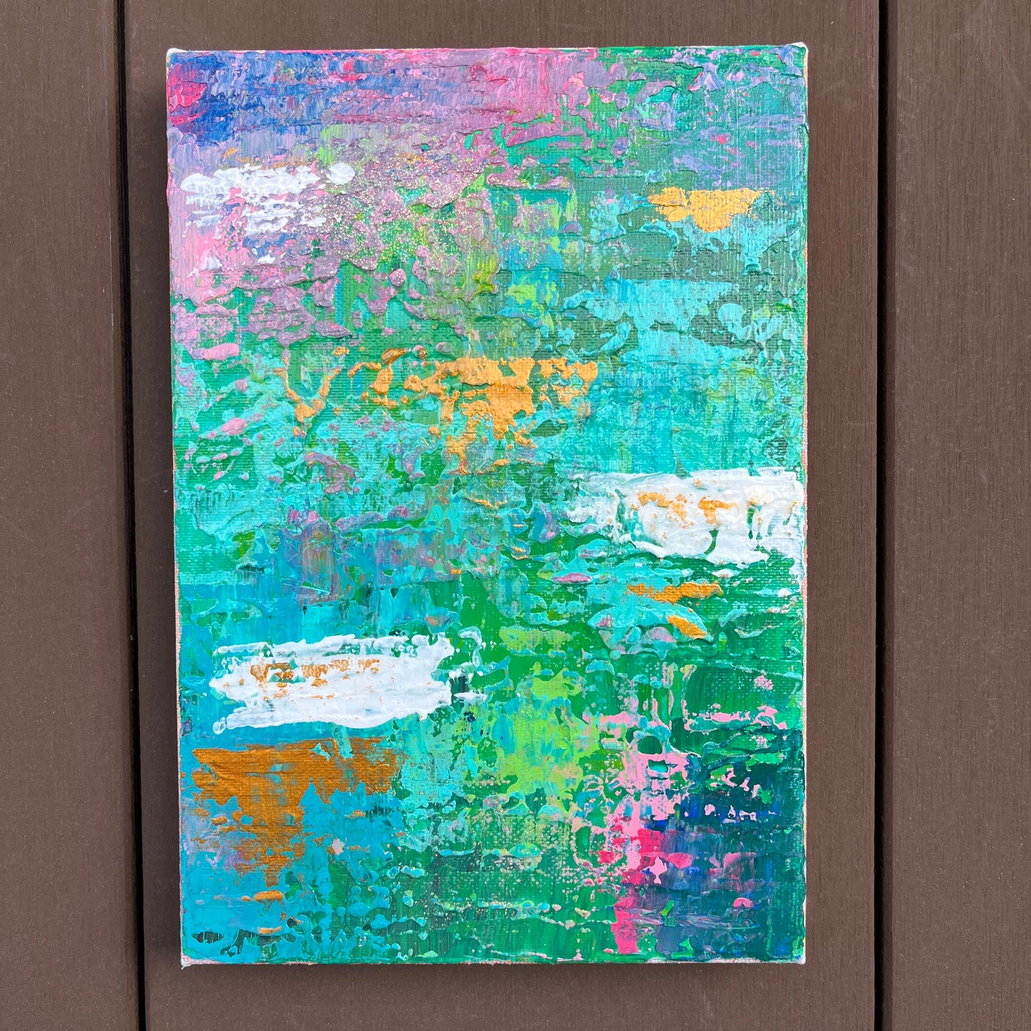 抽象画 アクリル画 「蓮」SM | Hasu – Bright Abstract Painting Inspired by Monet