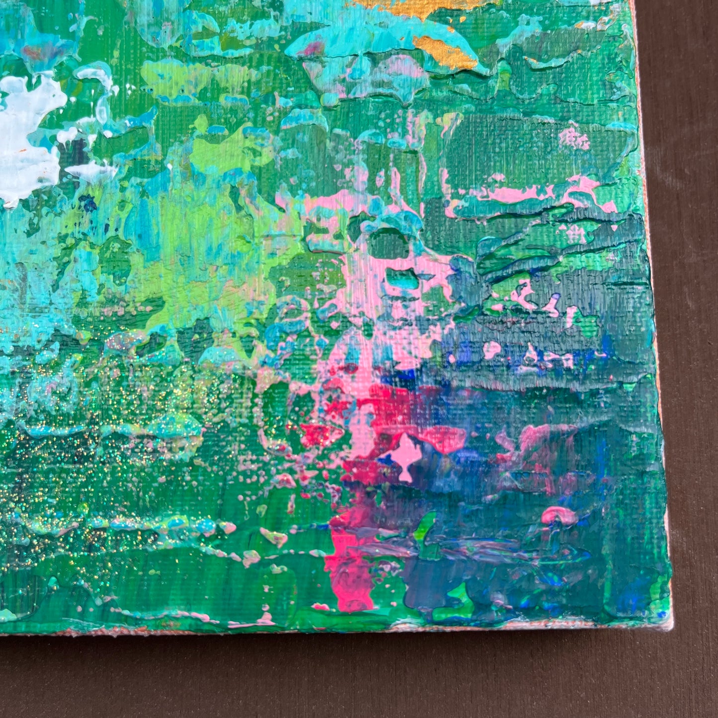 抽象画 アクリル画 「蓮」SM | Hasu – Bright Abstract Painting Inspired by Monet