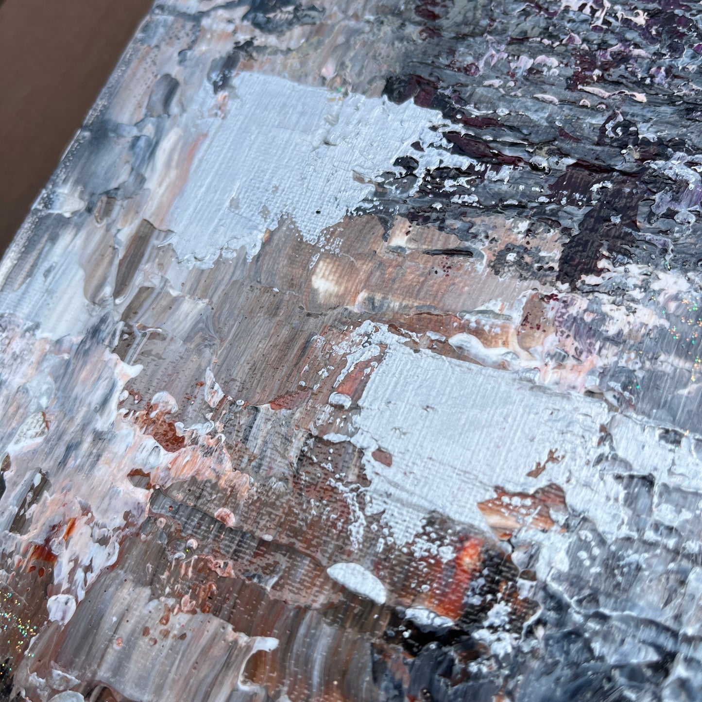 抽象画 アクリル画 「静」SM | Shizuka – Abstract Acrylic Painting with Crimson Accent