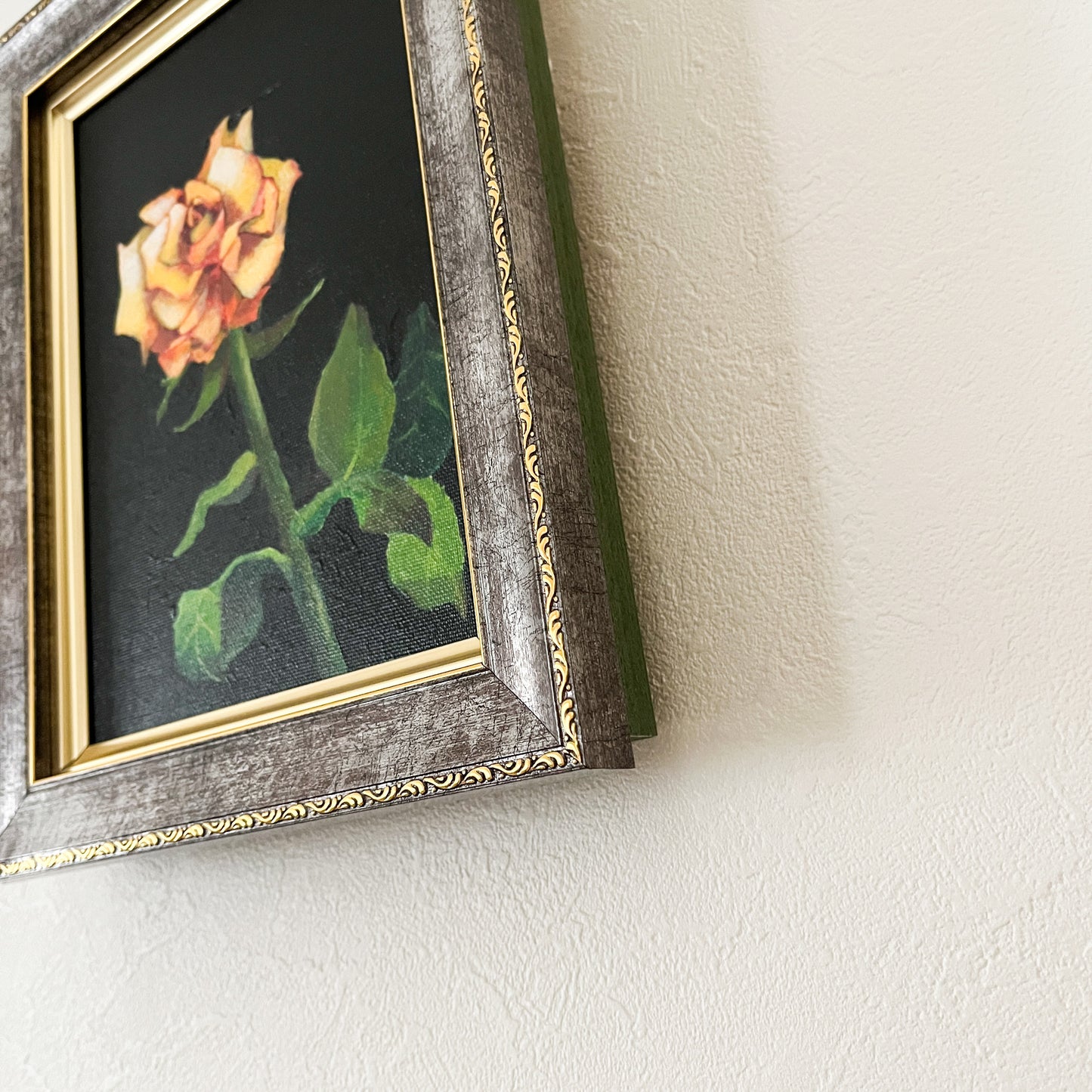 額縁入りアート SM アクリル画 キャンバス | Orange Rose | Still Life | Acrylic Paint Canvas Framed