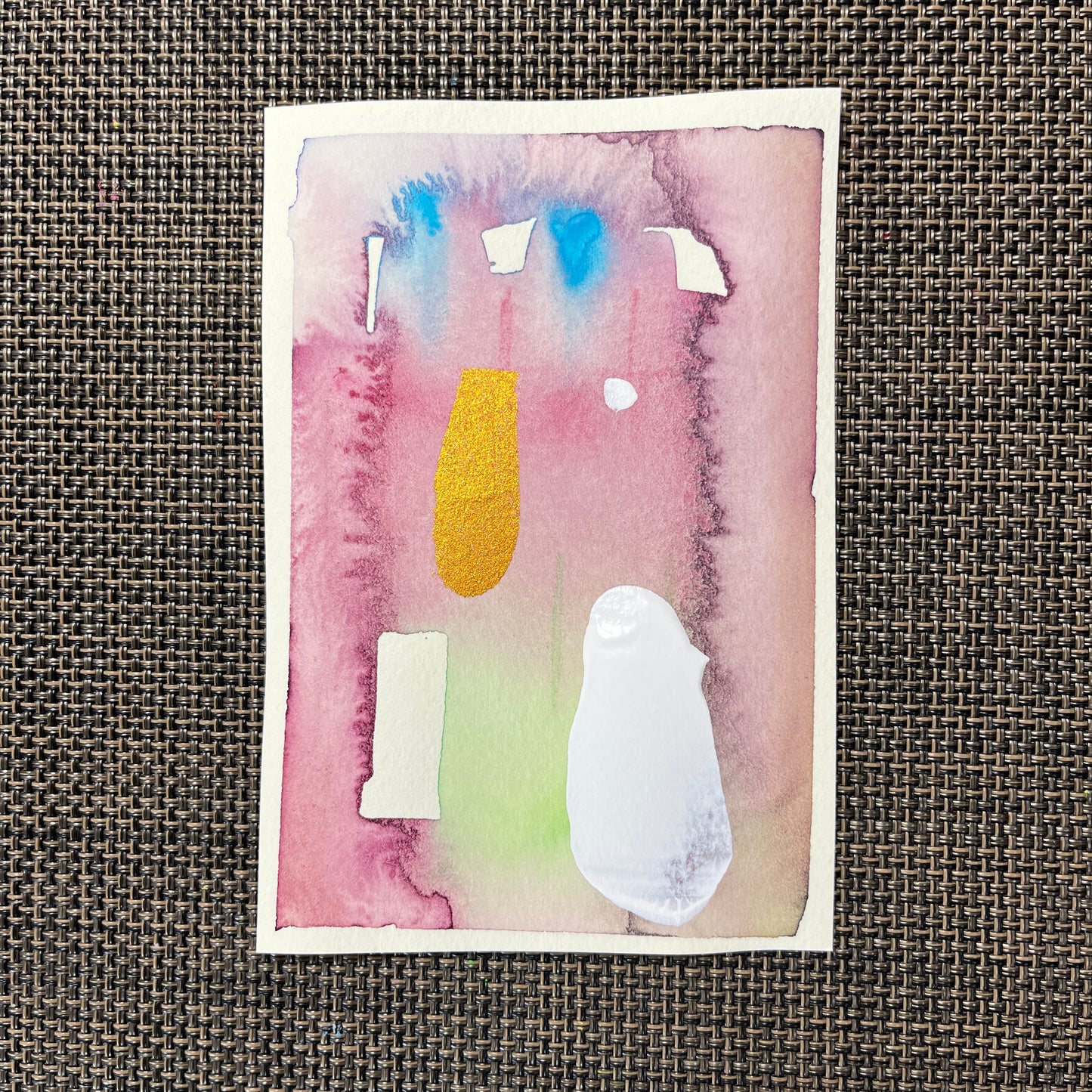 閾点での調和 05|フレーム付き抽象水彩画 ハガキサイズ全5種|Harmony at the Threshold 05| Framed Abstract Watercolor