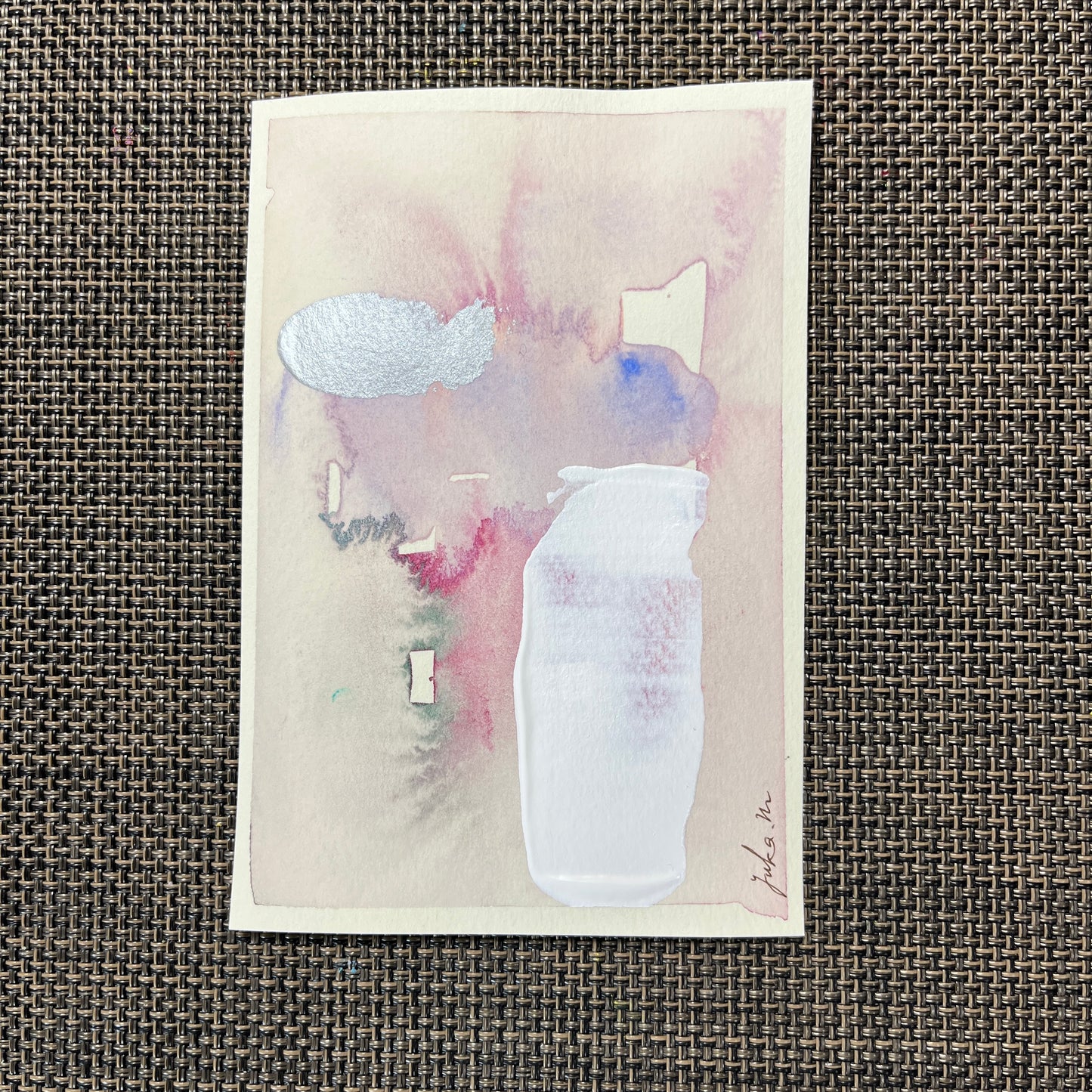 閾点での調和 02|フレーム付き抽象水彩画 ハガキサイズ全5種|Harmony at the Threshold 02 | Framed Abstract Watercolor