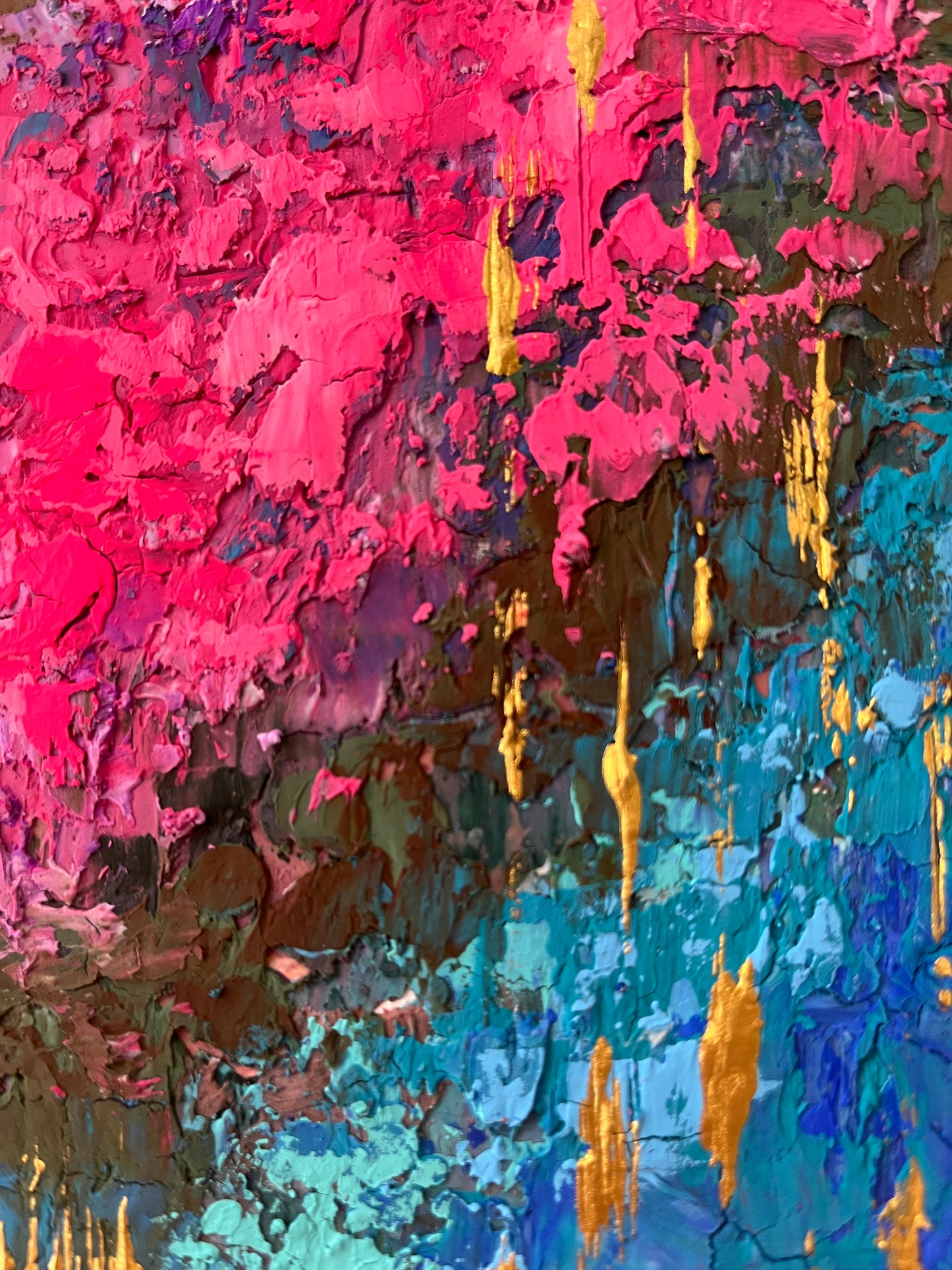 【Shopify限定】0号 ピンク×青 グラデーション 抽象画 【ハイライン】2作目|【Small Canvas】Dou Textured Marble Acrylic Painting (Highline Series) No.2
