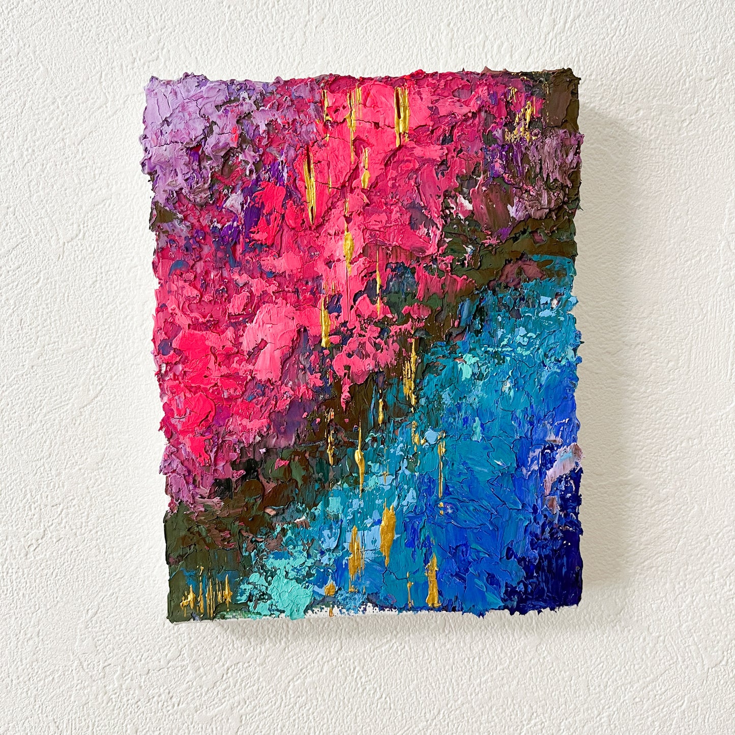 【Shopify限定】0号 ピンク×青 グラデーション 抽象画 【ハイライン】2作目|【Small Canvas】Dou Textured Marble Acrylic Painting (Highline Series) No.2