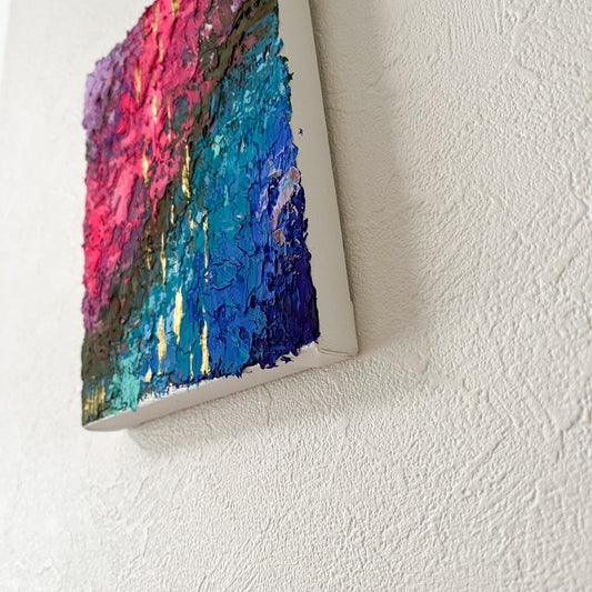 【Shopify限定】0号 ピンク×青 グラデーション 抽象画 【ハイライン】2作目|【Small Canvas】Dou Textured Marble Acrylic Painting (Highline Series) No.2