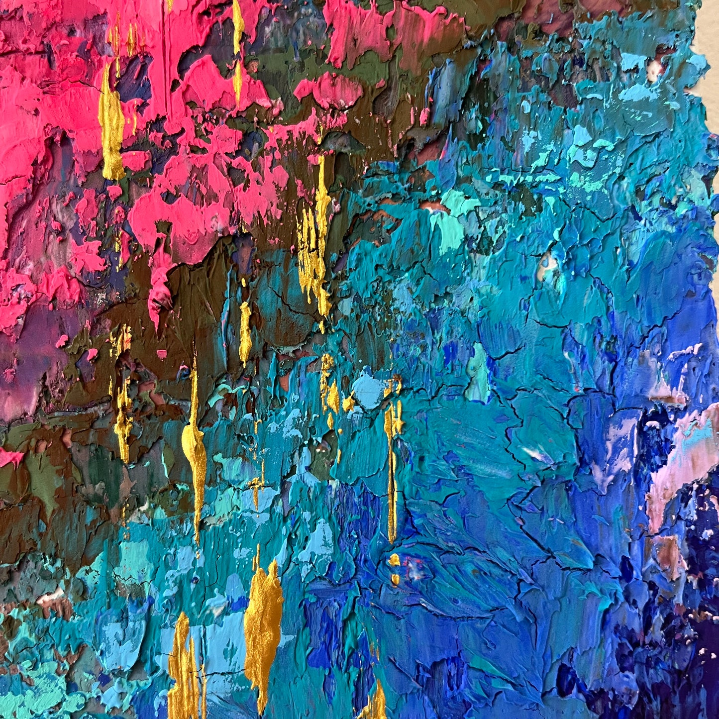 【Shopify限定】0号 ピンク×青 グラデーション 抽象画 【ハイライン】2作目|【Small Canvas】Dou Textured Marble Acrylic Painting (Highline Series) No.2