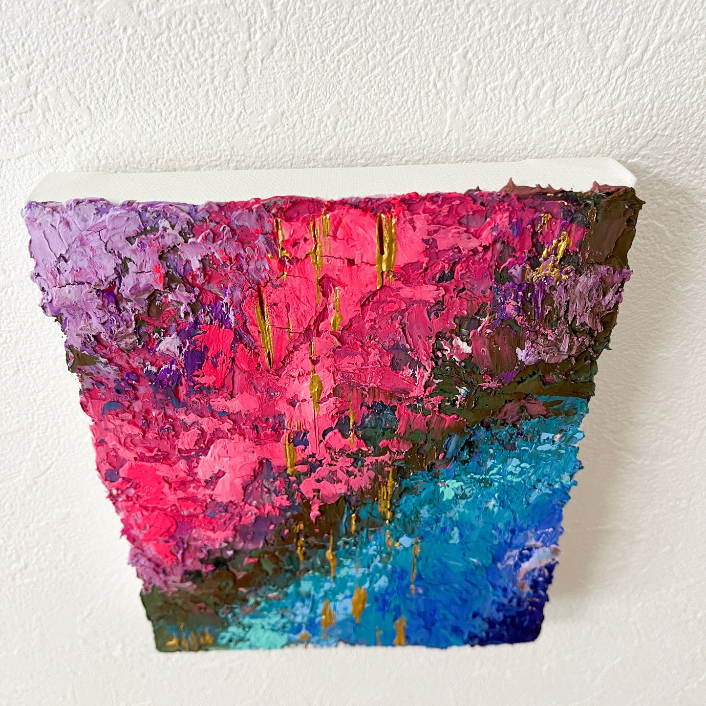 【Shopify限定】0号 ピンク×青 グラデーション 抽象画 【ハイライン】2作目|【Small Canvas】Dou Textured Marble Acrylic Painting (Highline Series) No.2