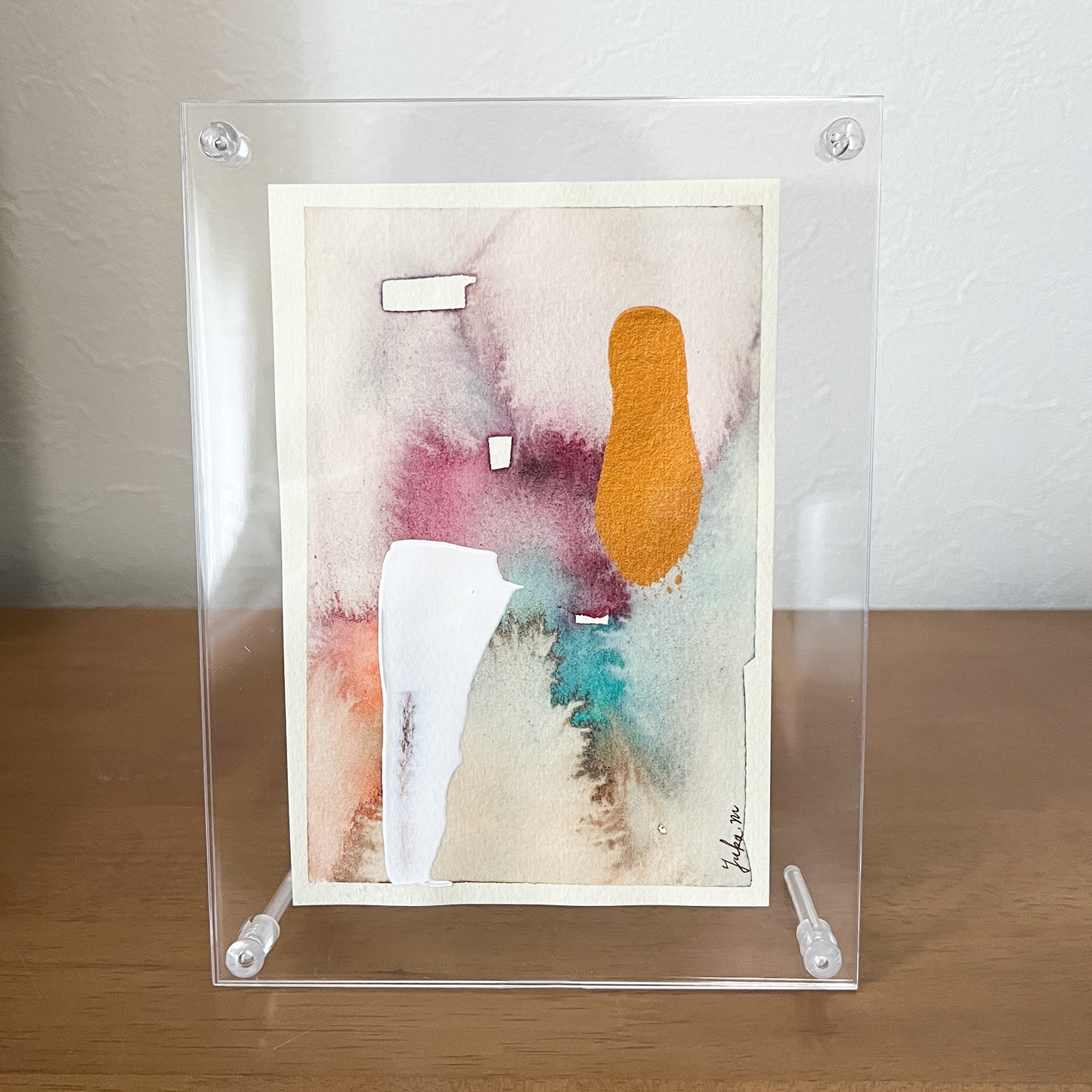 閾点での調和 03|フレーム付き抽象水彩画 ハガキサイズ全5種|Harmony at the Threshold 03 | Framed Abstract Watercolor