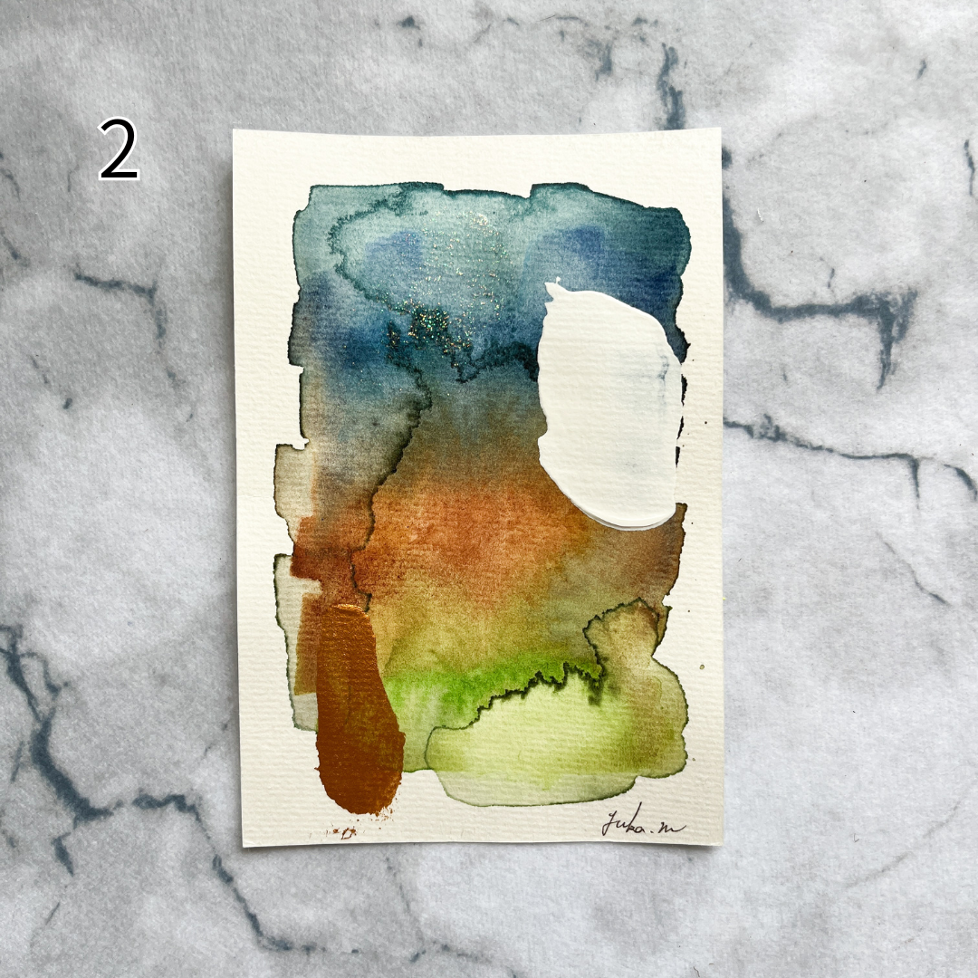 【集めよう!】ハガキサイズ 抽象画 水彩画 「光の記憶」(4枚から選択) | 【Let’s Collect! 】 Postcard-size Watercolor Abstract Painting (Choose 4)