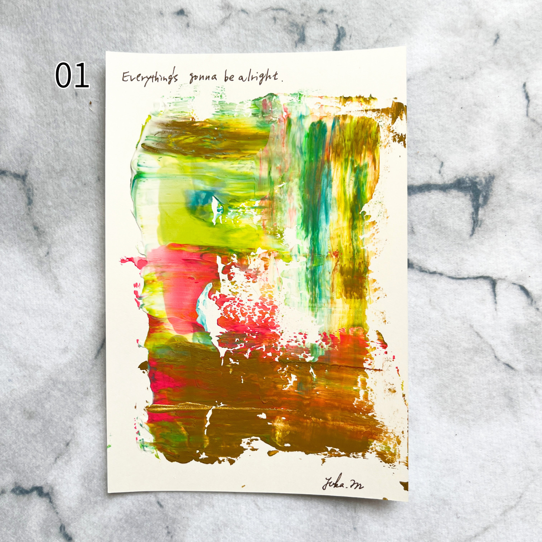 【集めよう!】ハガキサイズ 抽象画 アクリル絵の具 「時の流れ」(4枚から選択) | 【Let’s Collect! 】 Postcard-size Acrylic Abstract Painting (Choose 4)