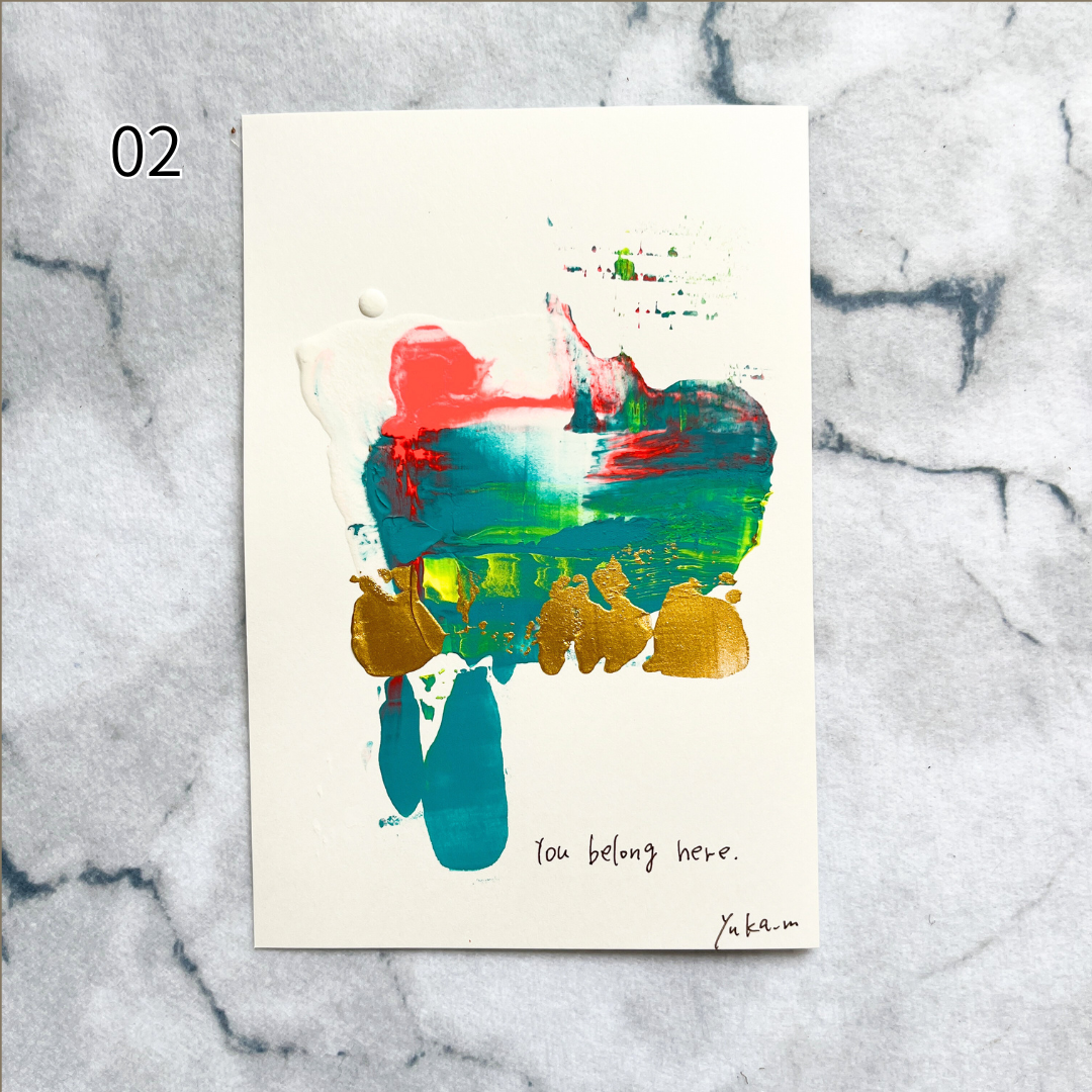 【集めよう!】ハガキサイズ 抽象画 アクリル絵の具 「時の流れ」(4枚から選択) | 【Let’s Collect! 】 Postcard-size Acrylic Abstract Painting (Choose 4)