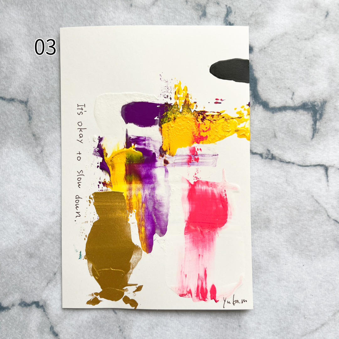 【集めよう!】ハガキサイズ 抽象画 アクリル絵の具 「時の流れ」(4枚から選択) | 【Let’s Collect! 】 Postcard-size Acrylic Abstract Painting (Choose 4)