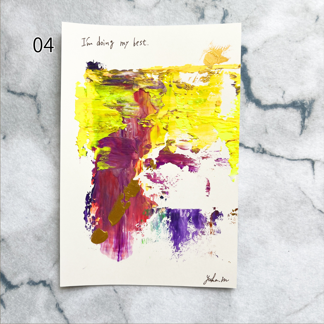 【集めよう!】ハガキサイズ 抽象画 アクリル絵の具 「時の流れ」(4枚から選択) | 【Let’s Collect! 】 Postcard-size Acrylic Abstract Painting (Choose 4)