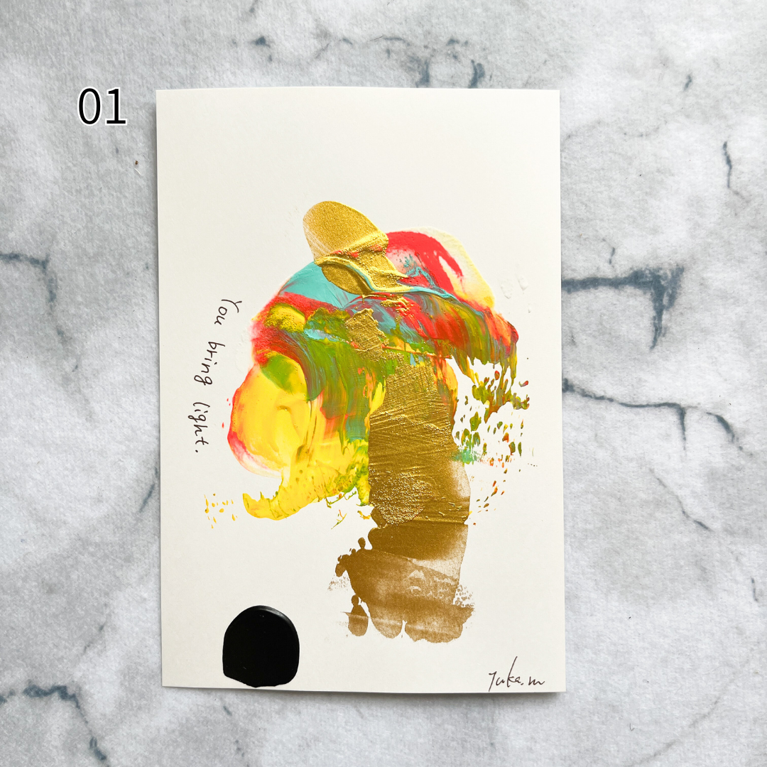 【集めよう!】ハガキサイズ 抽象画 アクリル絵の具 「海の記憶」(5枚から選択) | 【Let’s Collect! 】 Postcard-size Acrylic Abstract Painting (Choose 5)