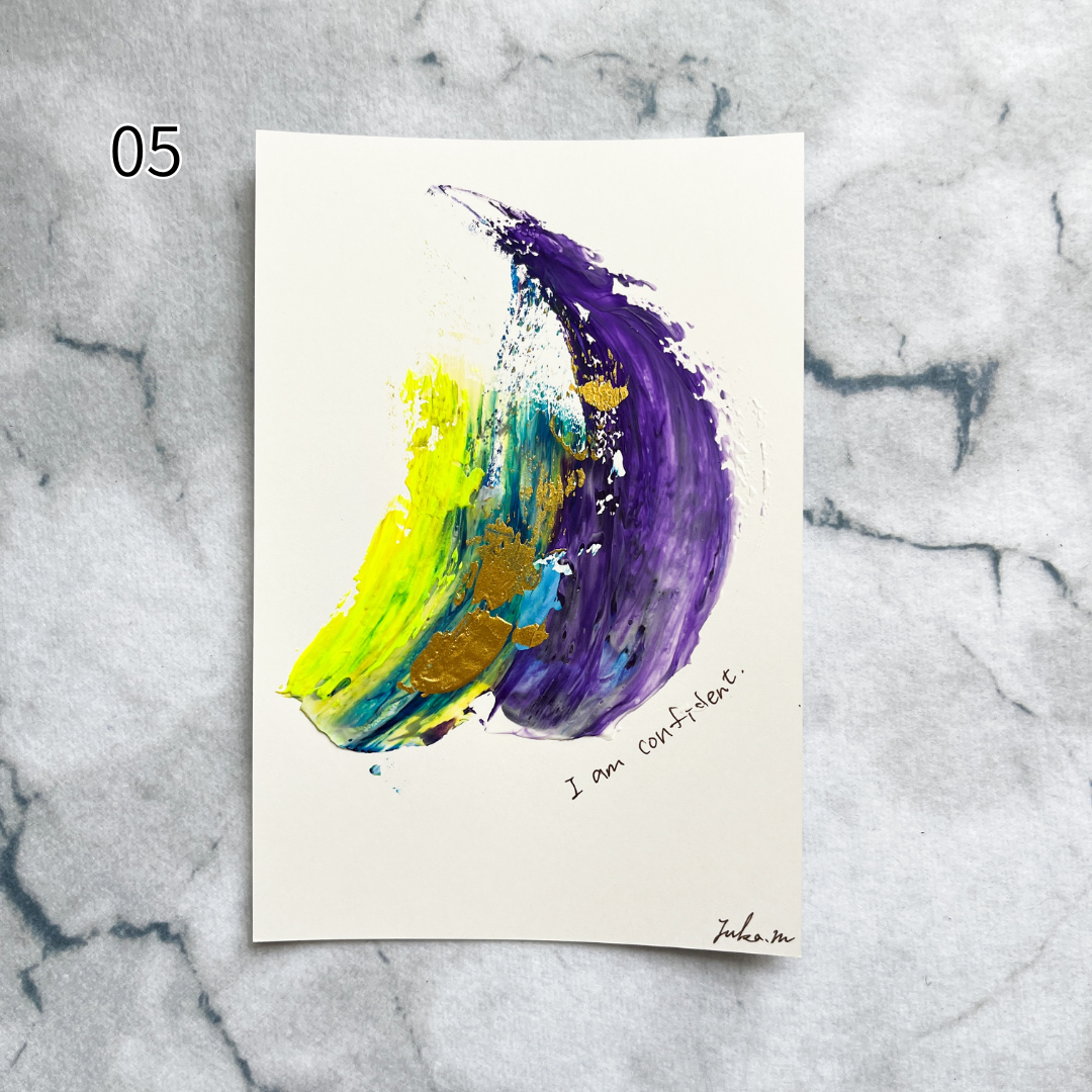 【集めよう!】ハガキサイズ 抽象画 アクリル絵の具 「海の記憶」(5枚から選択) | 【Let’s Collect! 】 Postcard-size Acrylic Abstract Painting (Choose 5)
