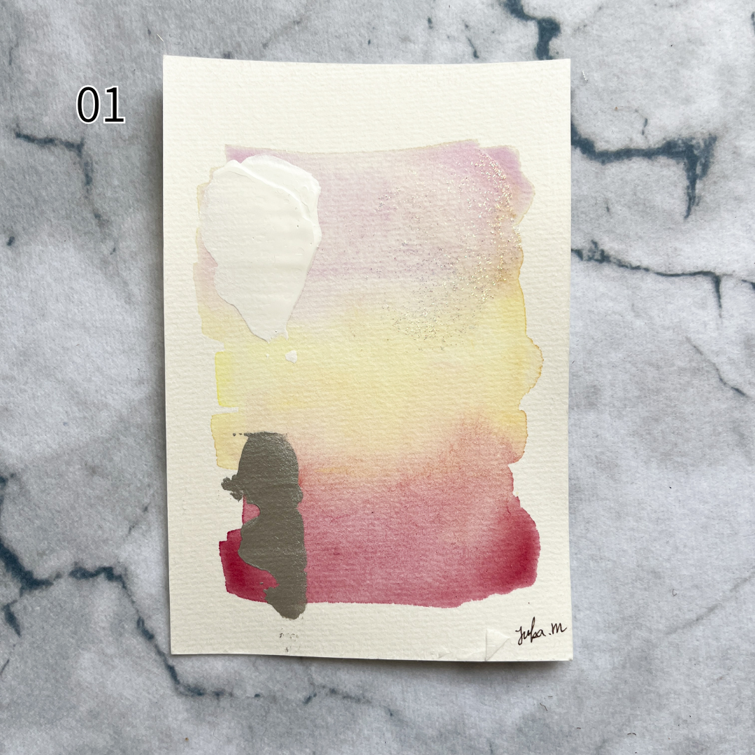 【集めよう!】ハガキサイズ 水彩 抽象画 「さざなみの音」(4枚から選択) | 【Let’s Collect! 】 Postcard-size Watercolor Abstract Painting (Choose 4)