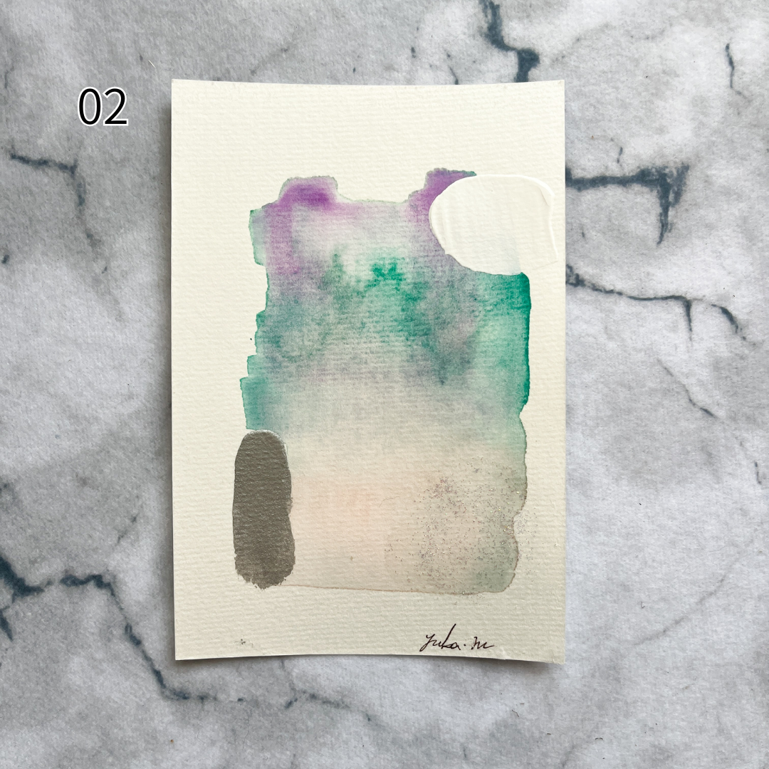【集めよう!】ハガキサイズ 水彩 抽象画 「さざなみの音」(4枚から選択) | 【Let’s Collect! 】 Postcard-size Watercolor Abstract Painting (Choose 4)
