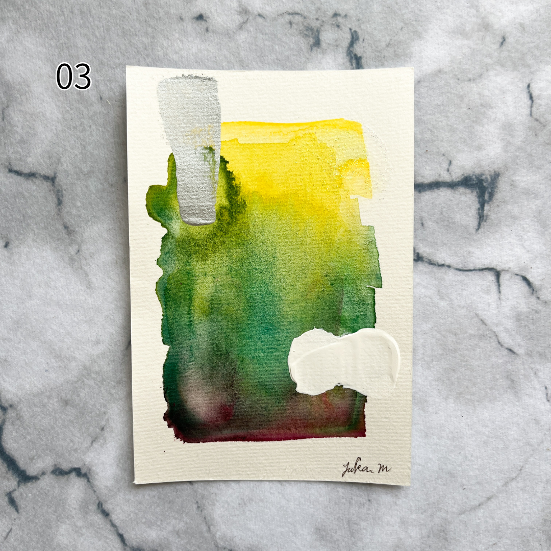 【集めよう!】ハガキサイズ 水彩 抽象画 「さざなみの音」(4枚から選択) | 【Let’s Collect! 】 Postcard-size Watercolor Abstract Painting (Choose 4)