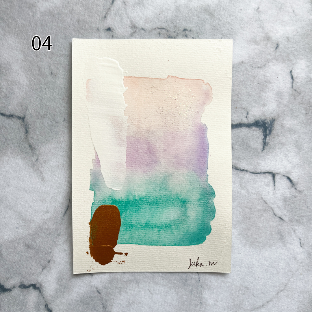【集めよう!】ハガキサイズ 水彩 抽象画 「さざなみの音」(4枚から選択) | 【Let’s Collect! 】 Postcard-size Watercolor Abstract Painting (Choose 4)