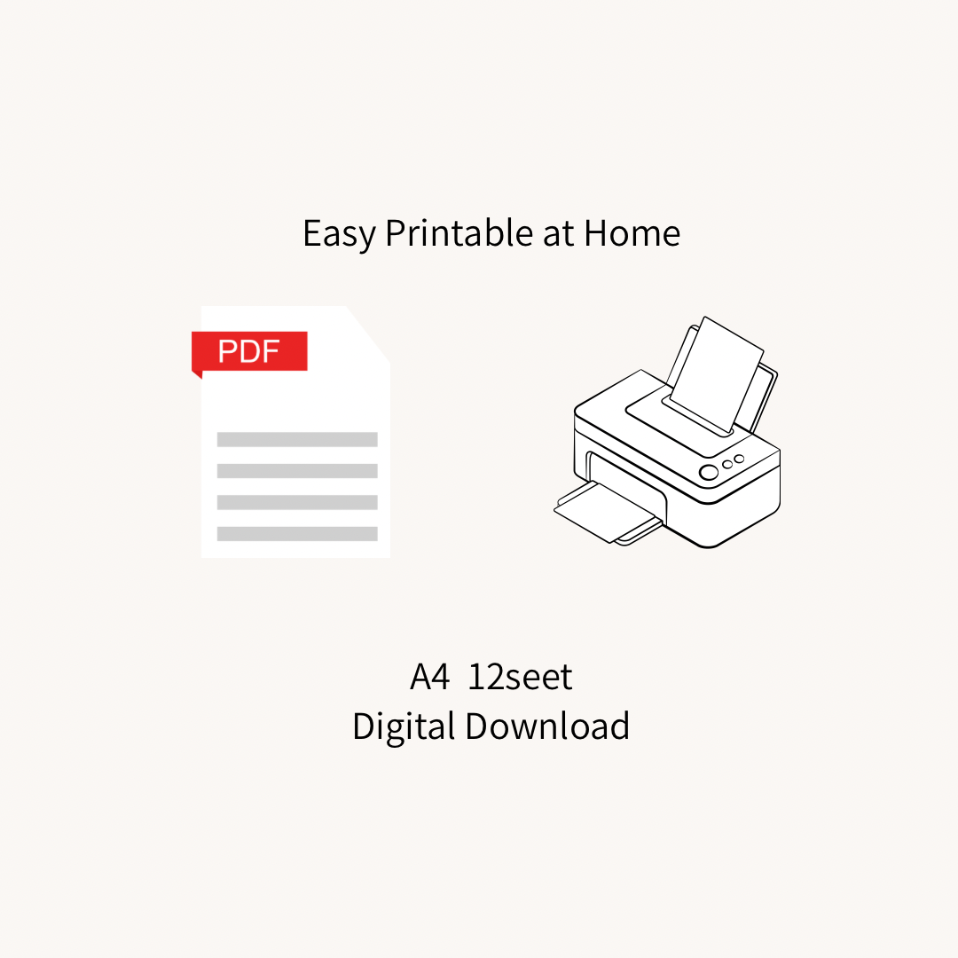 Digital Download Yuka Artworks 2026 Original Calendar (A4 Print / High Resolution PDF / 3 Pages)