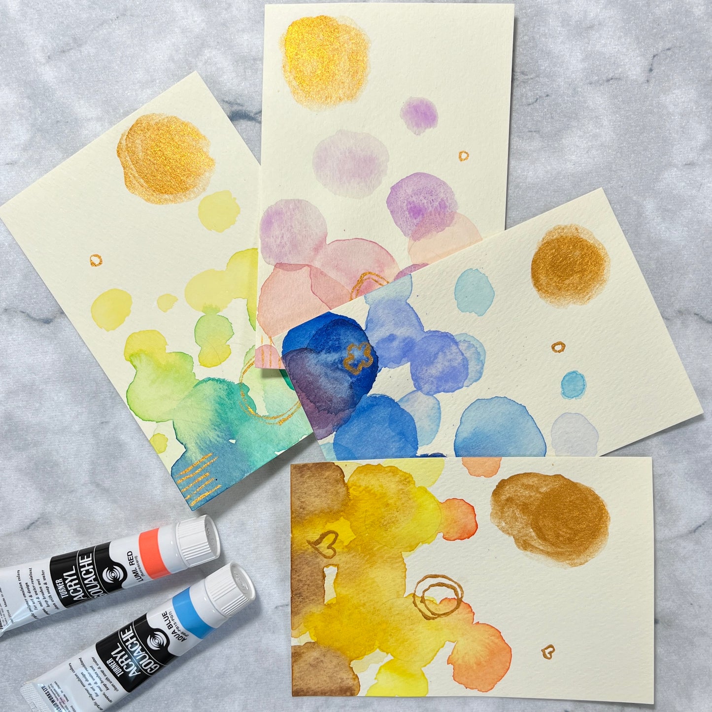 境界との対話 02 ポストカード 4枚セット｜Abstract Watercolor Set (4 pcs) [Free Shipping]