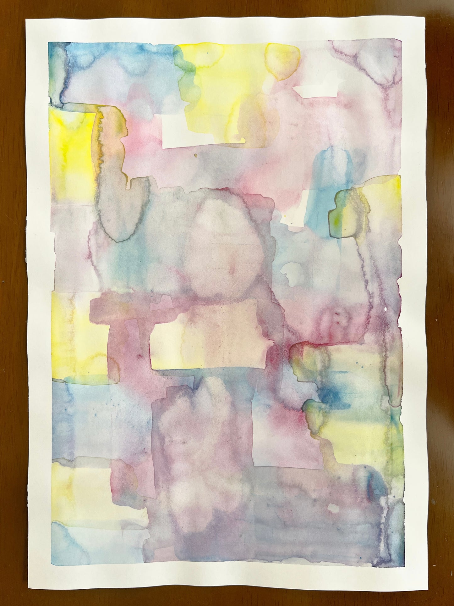 "Dream Fragments" #01 Watercolor Abstract Painting A4 Size Kent Paper Framed