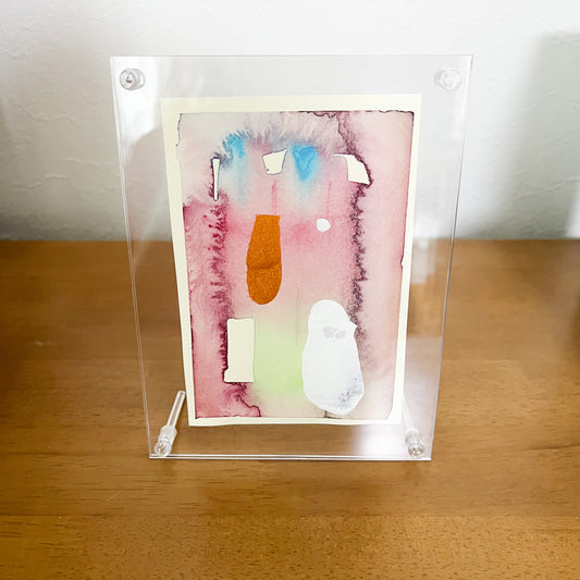閾点での調和 05｜フレーム付き抽象水彩画 ハガキサイズ全5種｜Harmony at the Threshold 05| Framed Abstract Watercolor