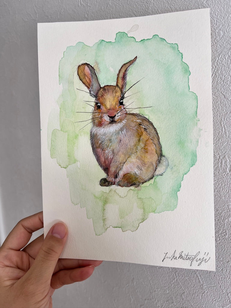 「野うさぎ」 SMサイズ 水彩 高級水彩紙