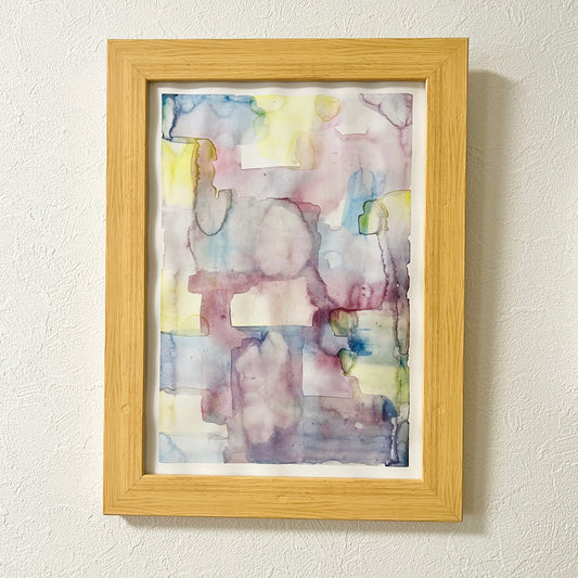 "Dream Fragments" #01 Watercolor Abstract Painting A4 Size Kent Paper Framed