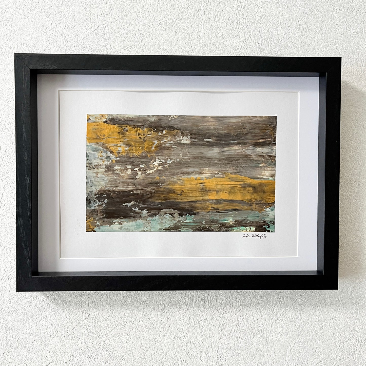 Soft-toned abstract painting by Yuka Mitsufuji（光藤有佳による「あわい」ブラウン 額付き)