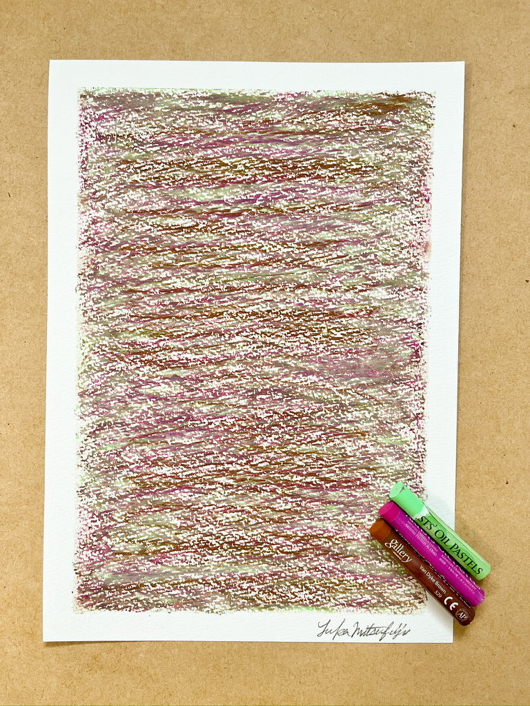 「メランジの世界#03  アメトリン」オイルパステル 抽象画 B5サイズ