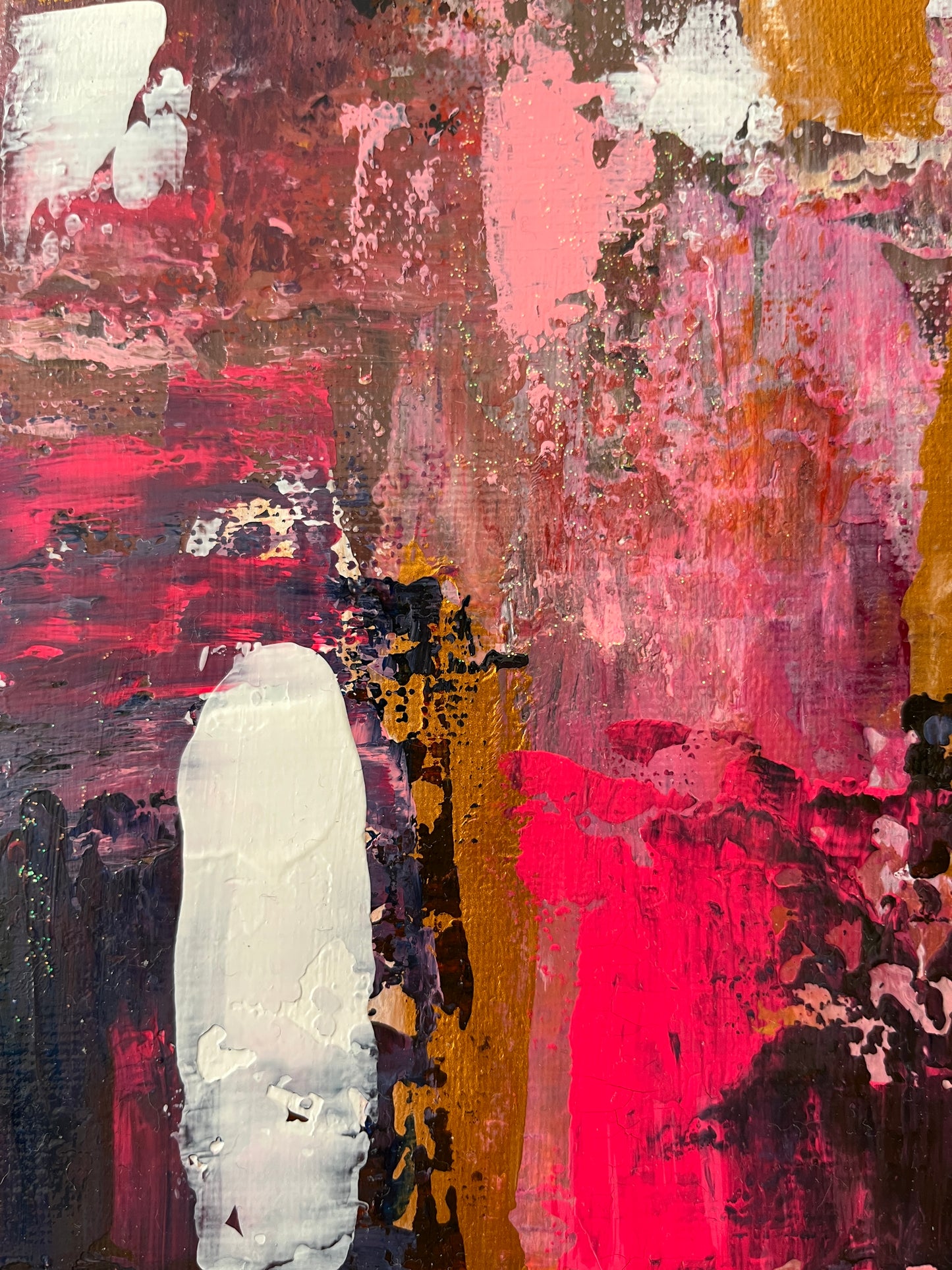 深みのあるピンクの抽象画 0号アクリル画 「桜紅」 | Abstract Acrylic Painting Pink "Sakurabeni"