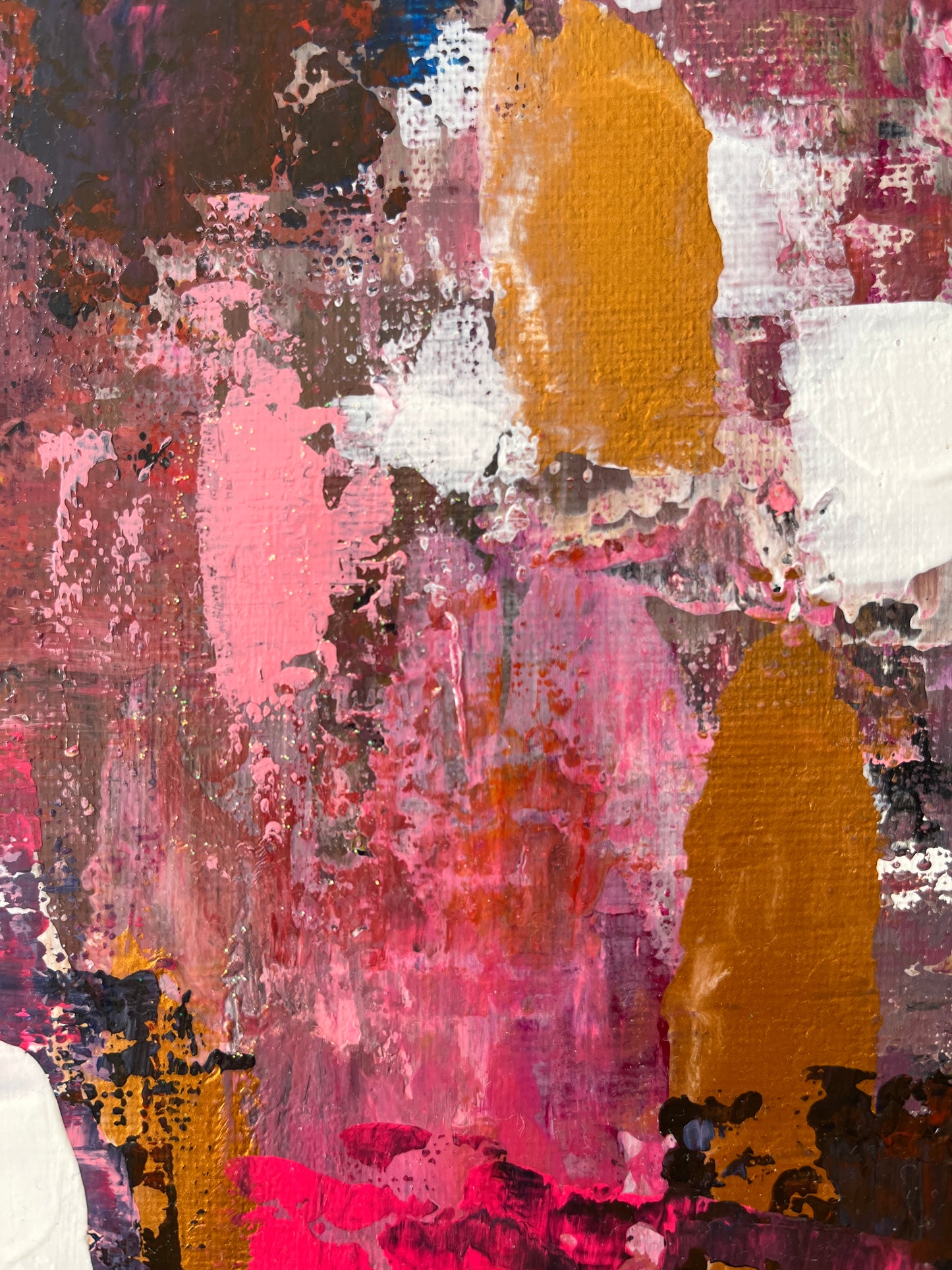 深みのあるピンクの抽象画 0号アクリル画 「桜紅」 | Abstract Acrylic Painting Pink "Sakurabeni"