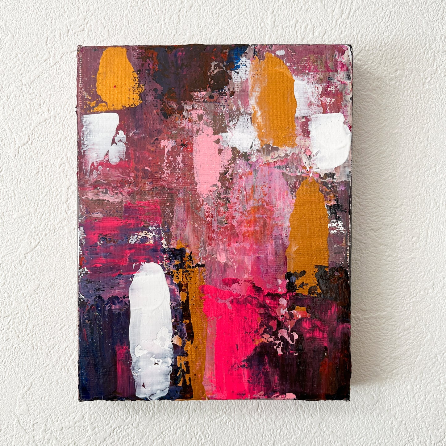 深みのあるピンクの抽象画 0号アクリル画 「桜紅」 | Abstract Acrylic Painting Pink "Sakurabeni"